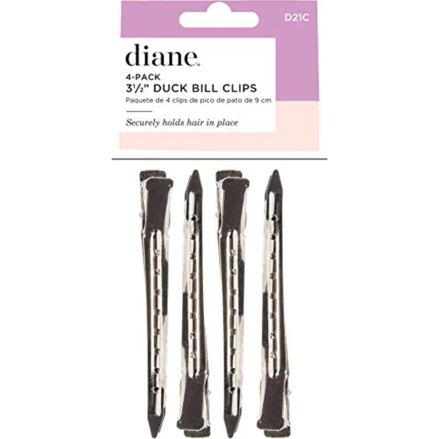 Pinzas para el cabello Diane Duck Bill 8.9 cm Plateadas