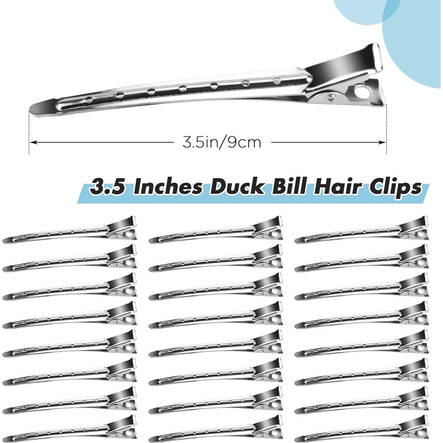 50 Clips de Pelo en Forma de Pato Neworkg Plateados 9 cm