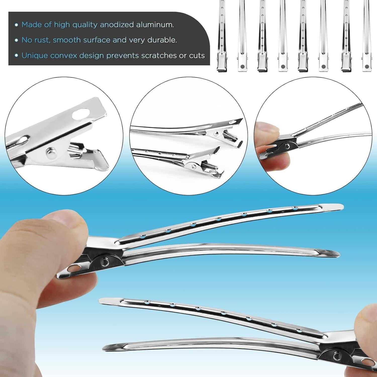 50 Clips de Pelo en Forma de Pato Neworkg Plateados 9 cm