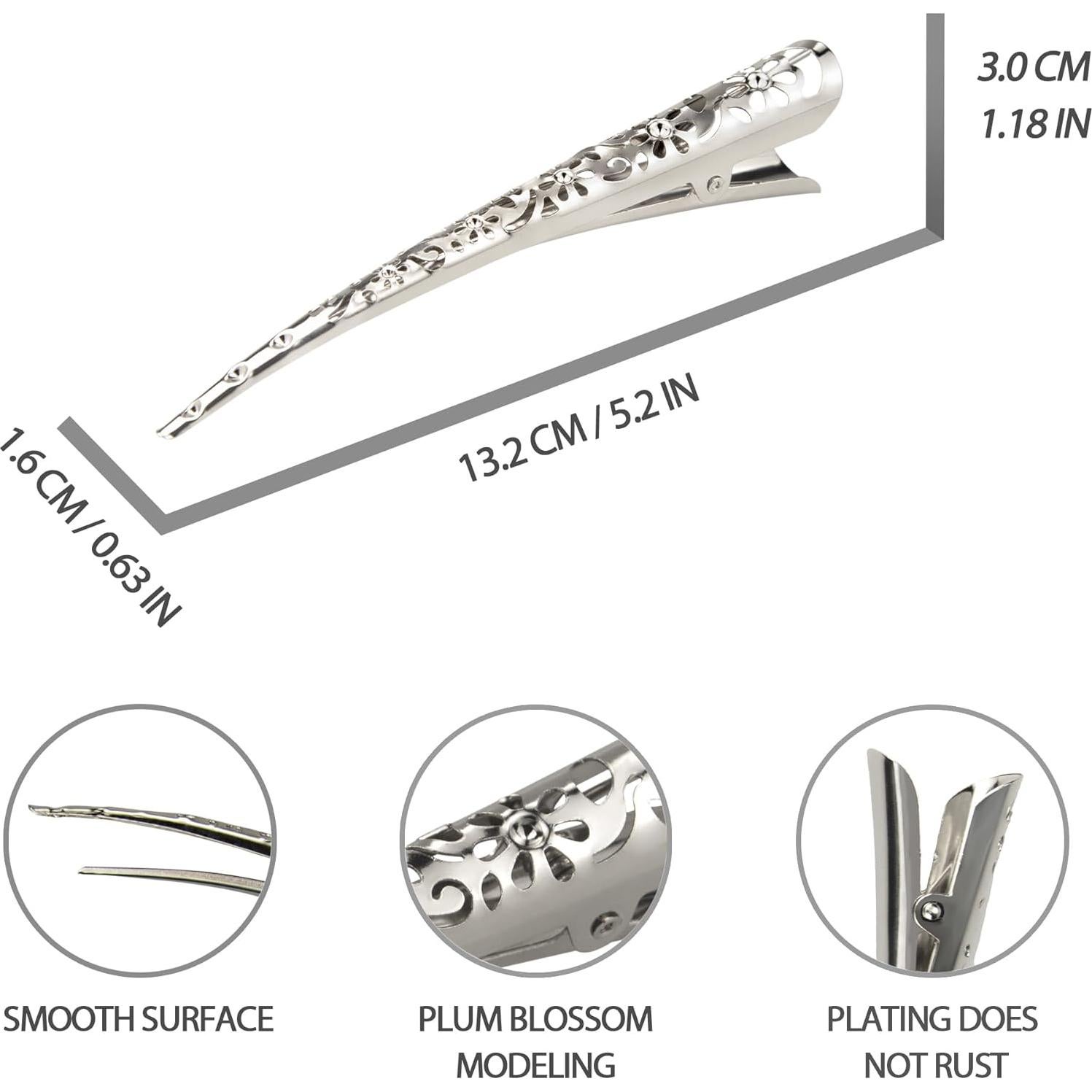 Clip de Pico de Pato Grande Time Roaming Plateado 4 Pzas