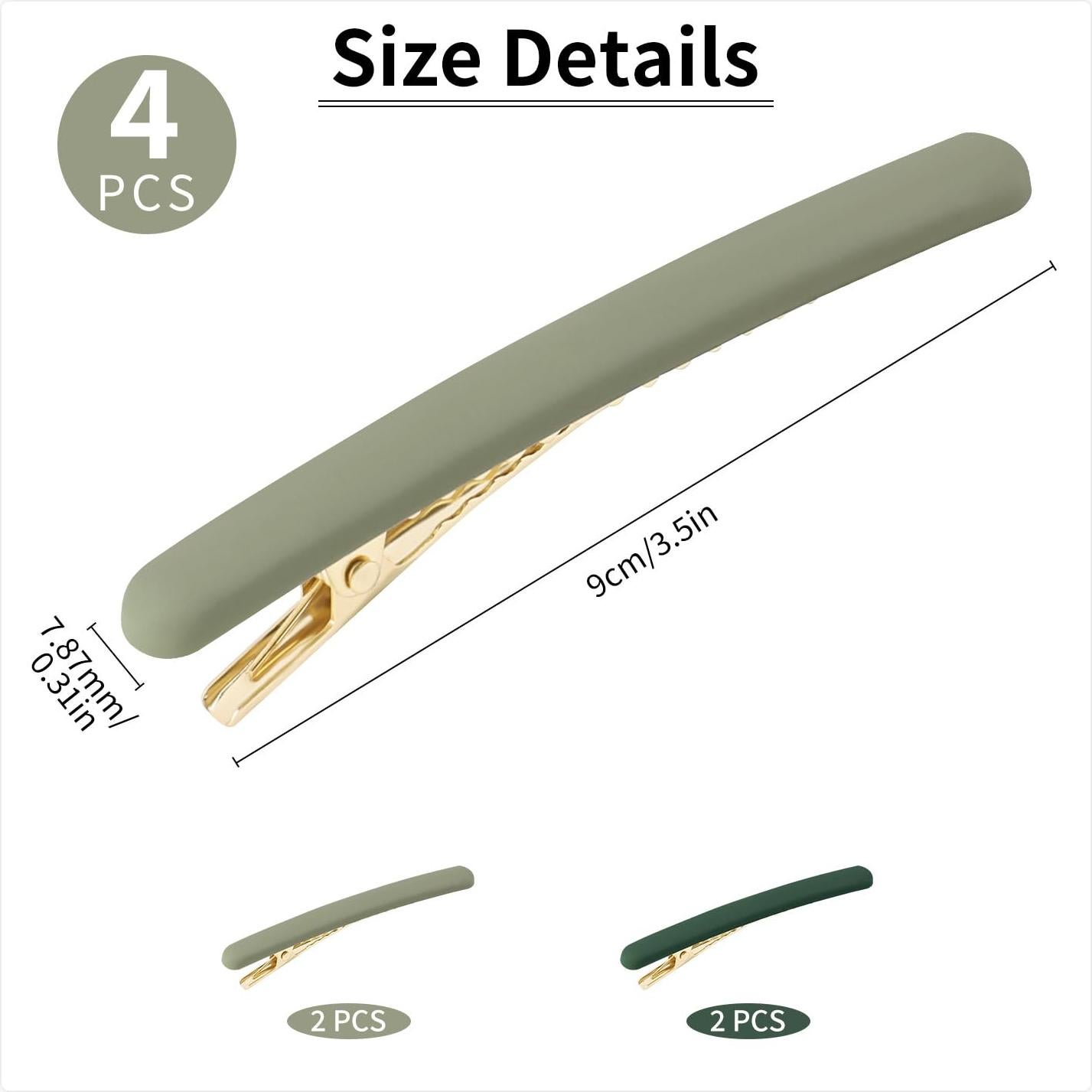 4 Clips de Pelo en Forma de Pato Motroce - 9 cm Verde