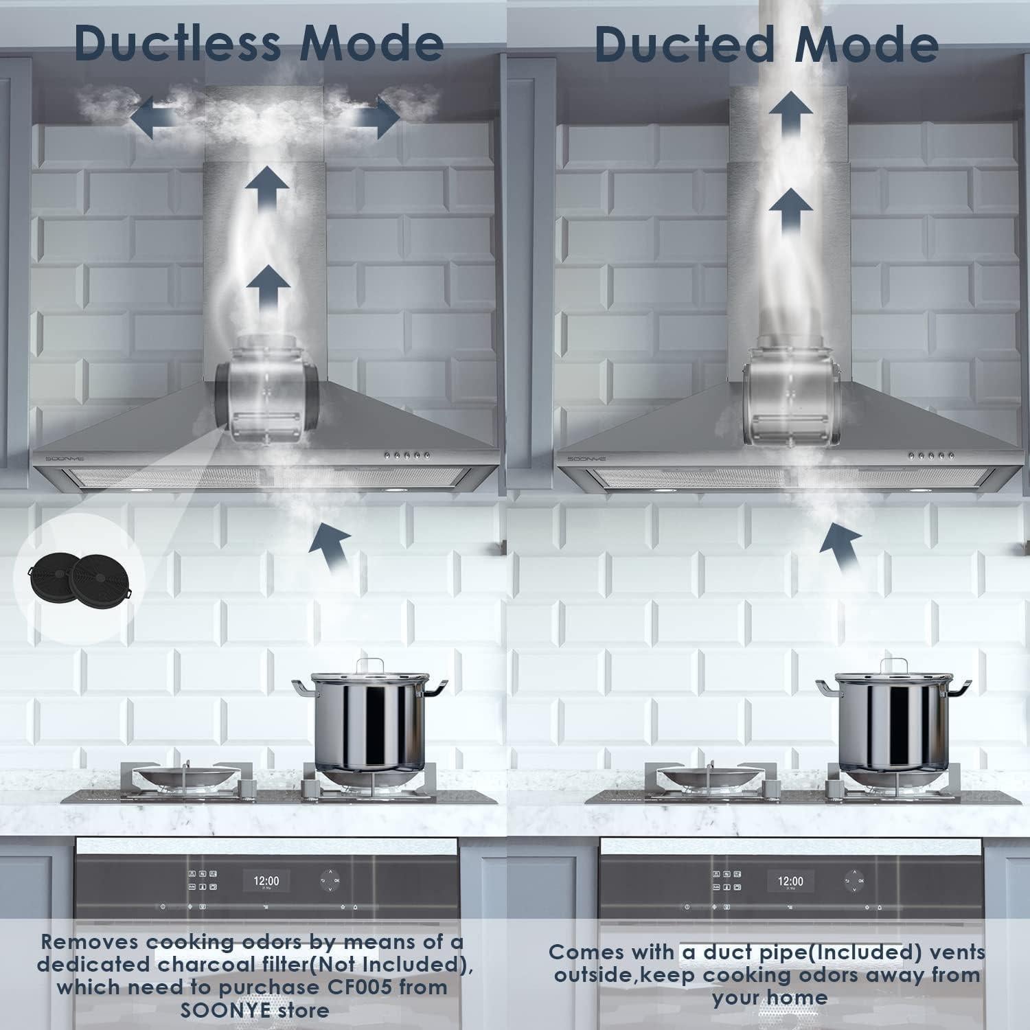 Campana Extractora de Pared Soonye 30" Acero Inoxidable 450 CFM