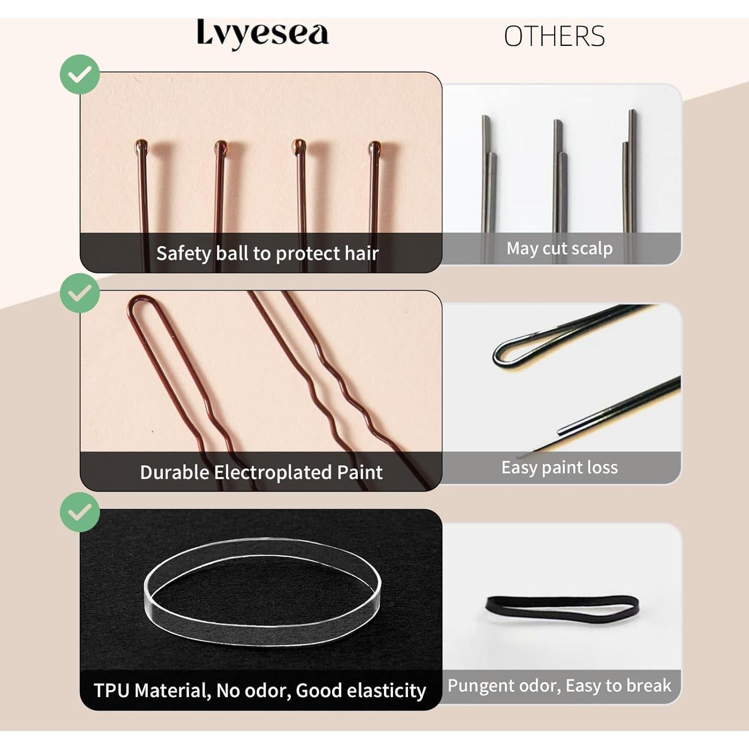 Kit de 400 Piezas Horquillas y Bandas de Goma Lvyesea