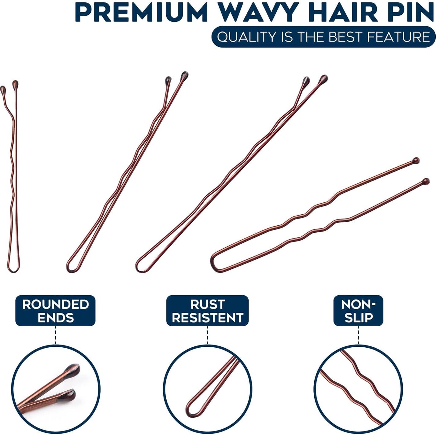 Paquete de 300 Horquillas Marrones Luxurecourt - Antideslizantes