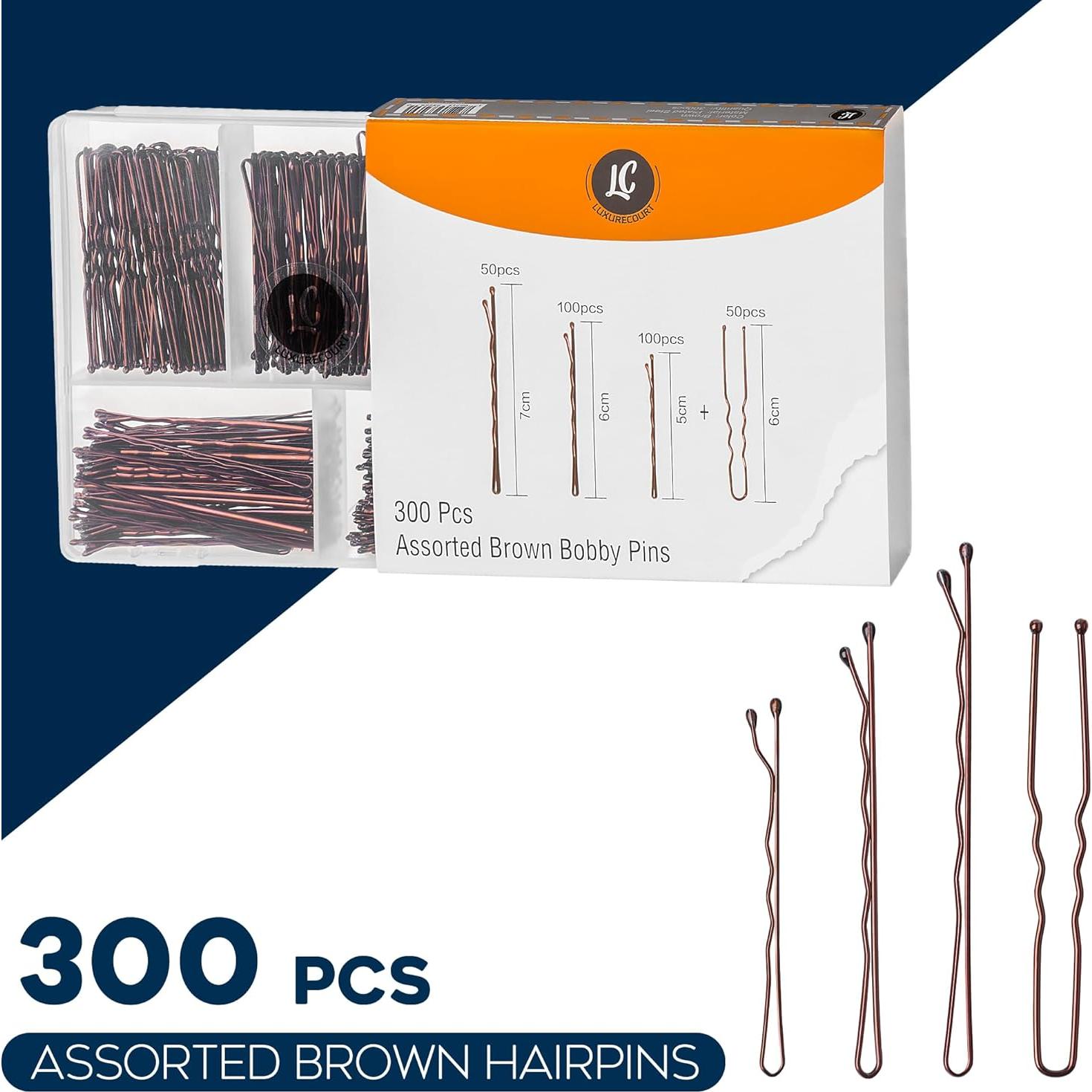 Paquete de 300 Horquillas Marrones Luxurecourt - Antideslizantes