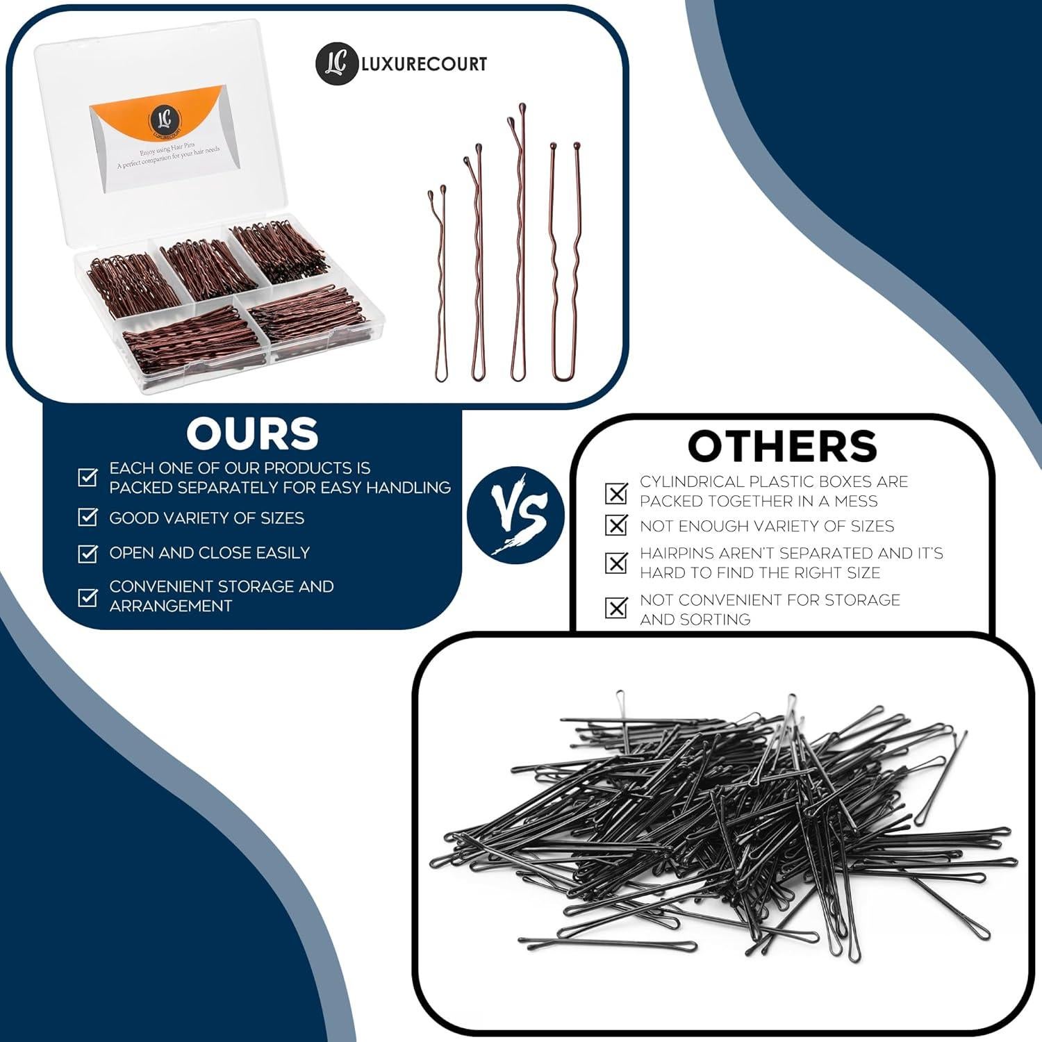 Paquete de 300 Horquillas Marrones Luxurecourt - Antideslizantes