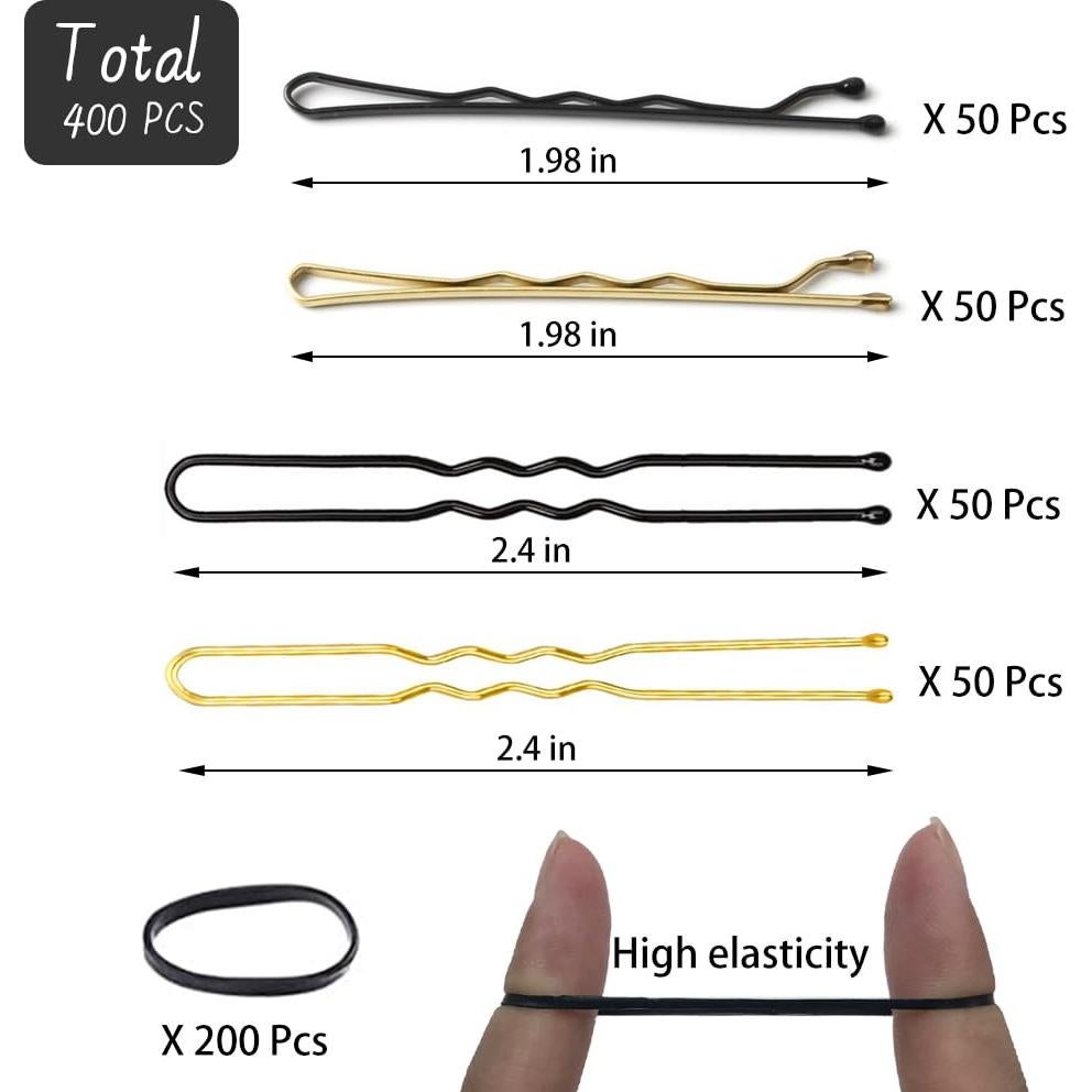 Kit de 400 Horquillas para Cabello WOW DING - Incluye Bandas