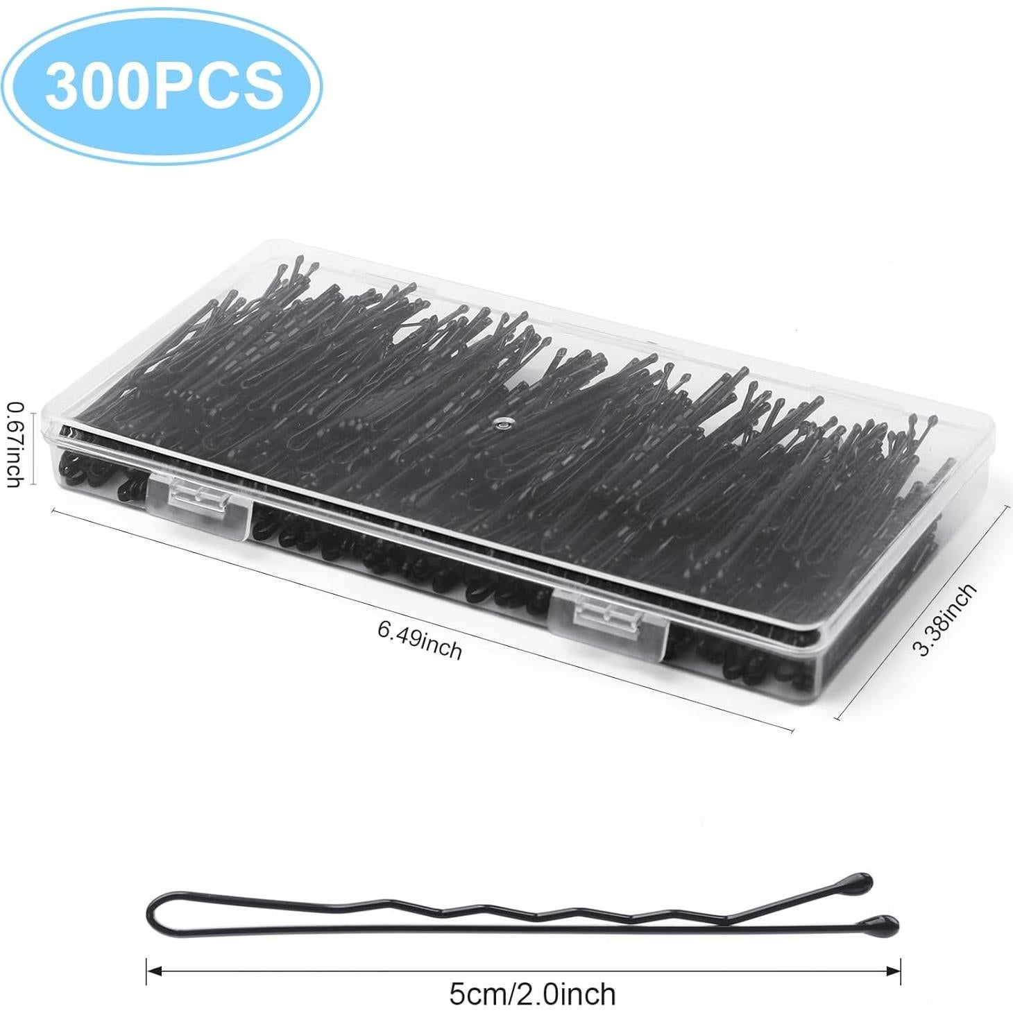 Pinzas para el cabello Fosvrde 300 Pcs 5 cm negras antideslizantes