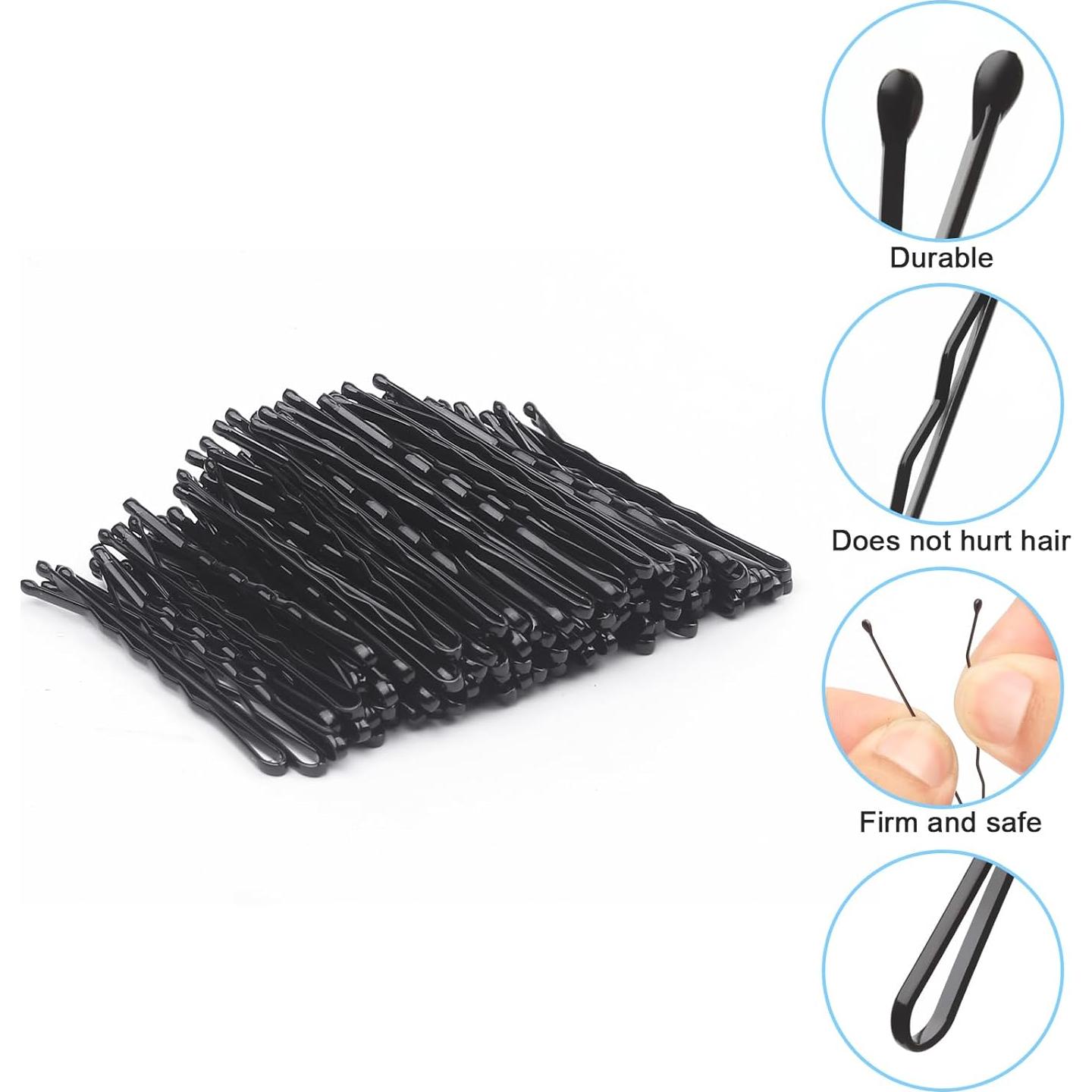 Pinzas para el cabello Fosvrde 300 Pcs 5 cm negras antideslizantes