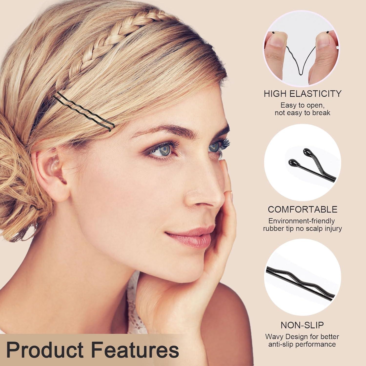 Kit de 400 Piezas Horquillas y Gomas VOXIZER - 200 Horquillas Negras y 200 Gomas Sin Tirones