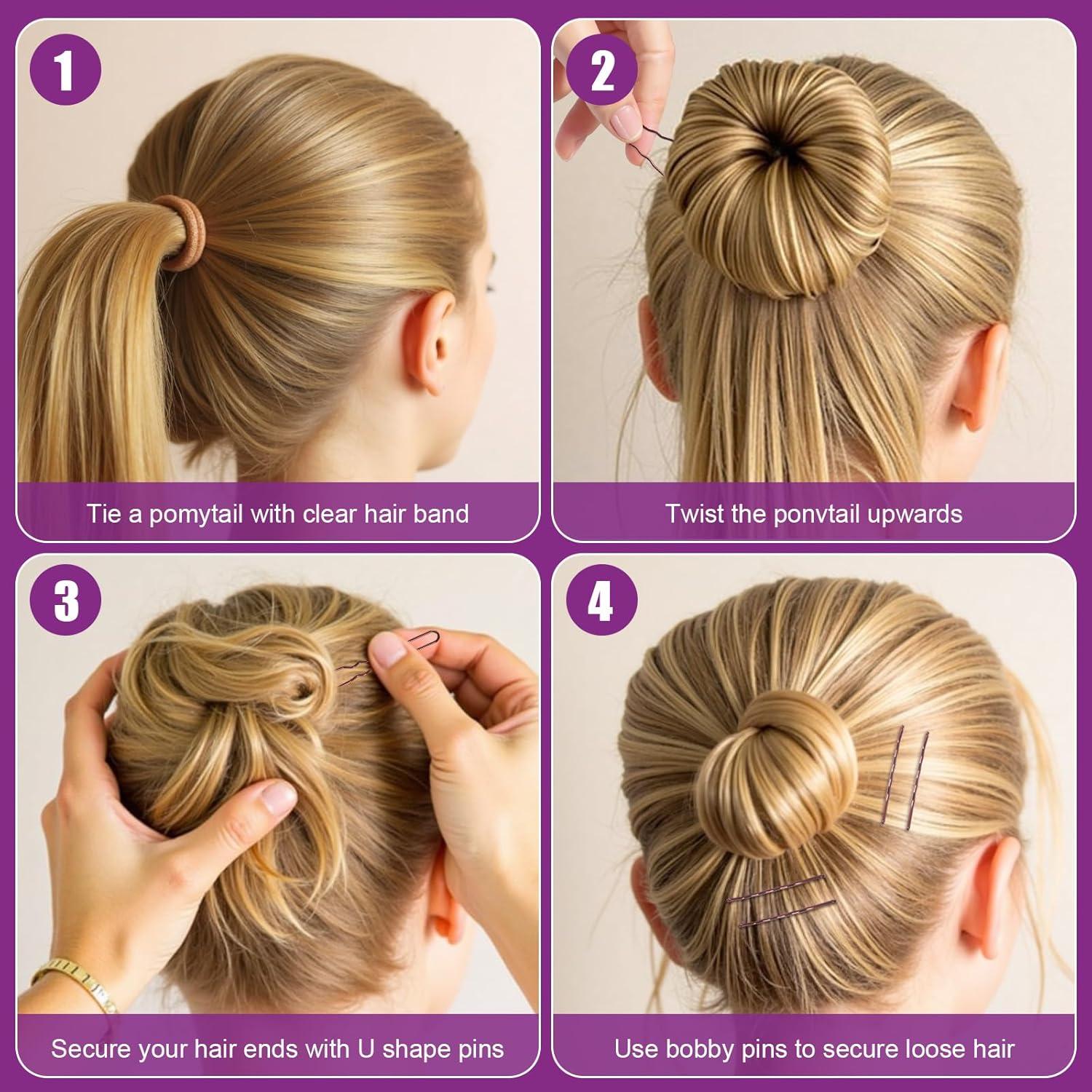 Paquete de 300 Horquillas Marrones GudeKeen - 4 Tamaños y Antideslizantes