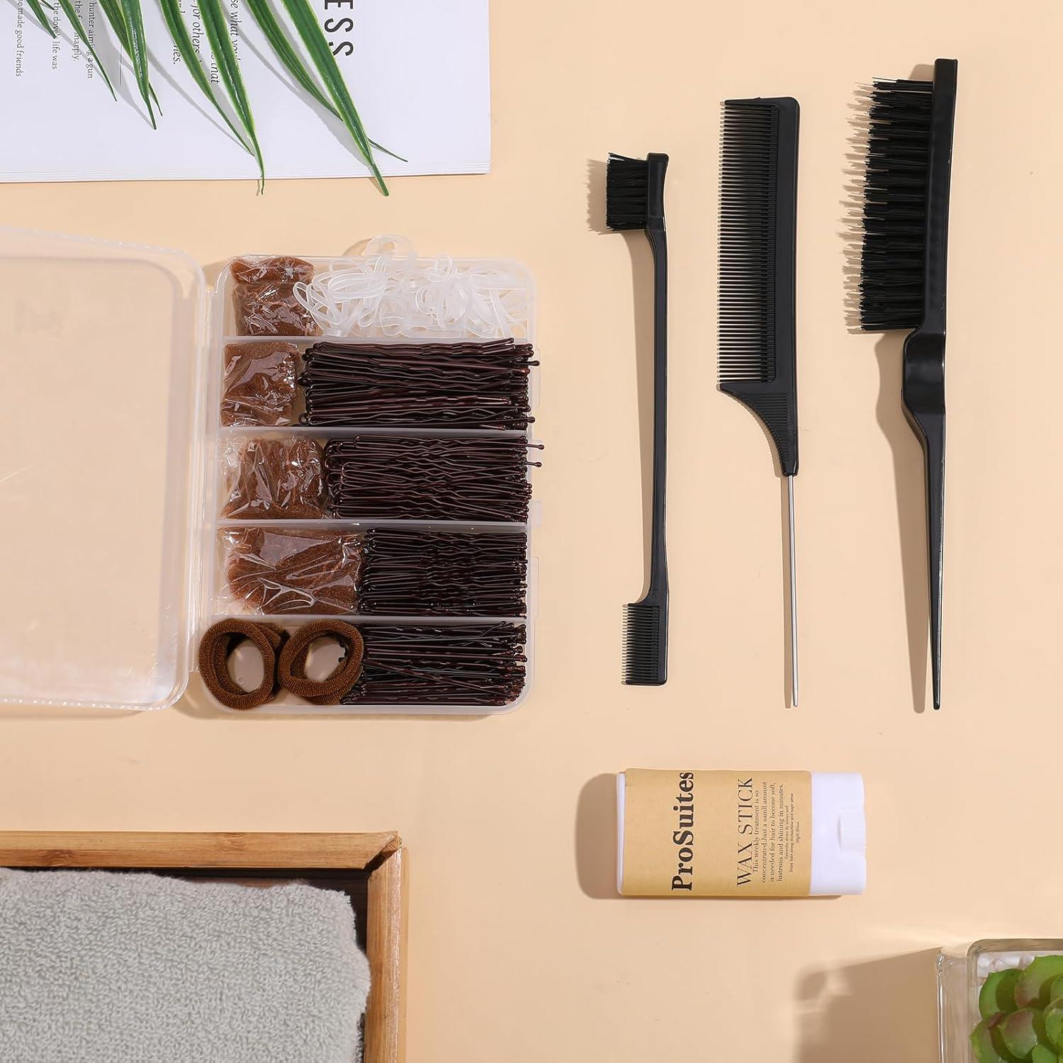 Kit Accesorios para Cabello ProSuites - 200 Horquillas, 4 Redes, Cera y Cepillos