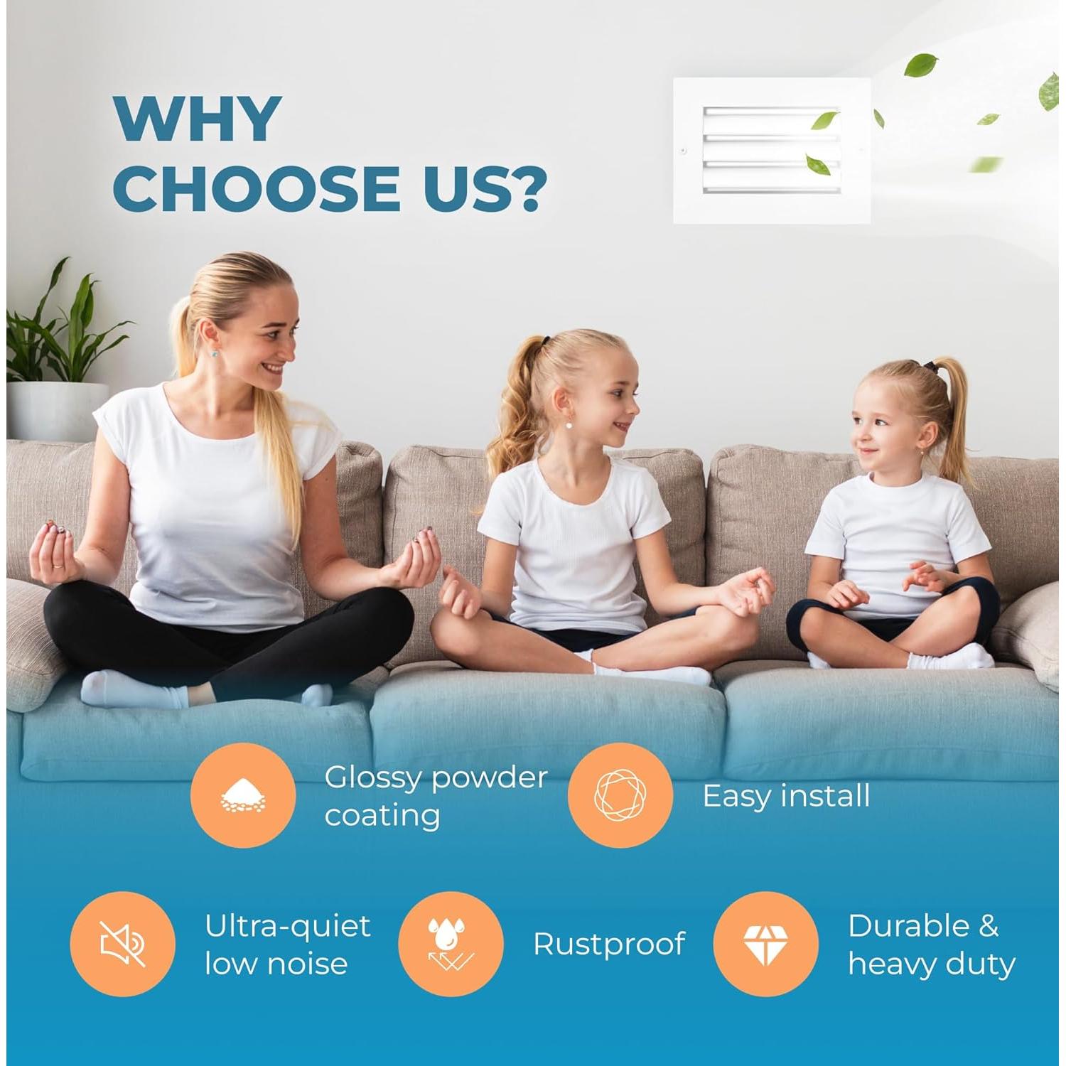 Rejilla de Ventilación de Aluminio Air 360 15x10 cm - Silenciosa