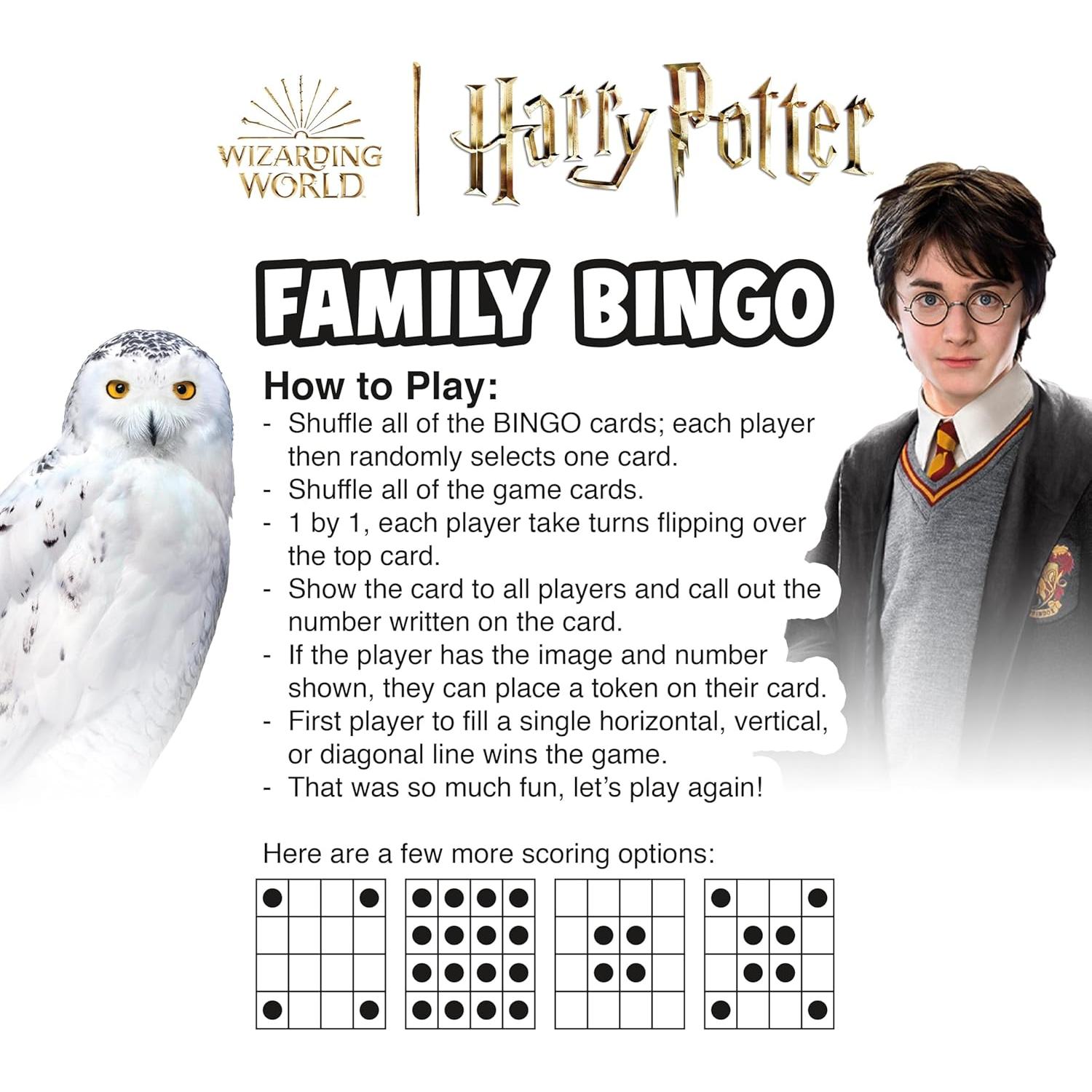Juego de Bingo Familiar AQUARIUS Harry Potter - 18 Tarjetas
