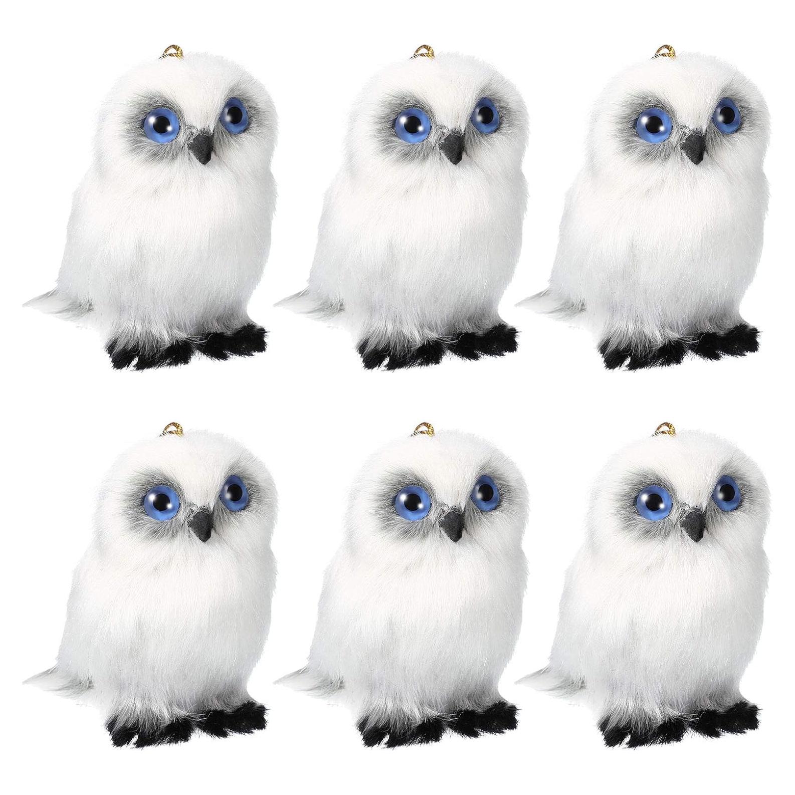 Skylety 6 Pcs Mini Juguete de Búho de Peluche 8 cm Blanco