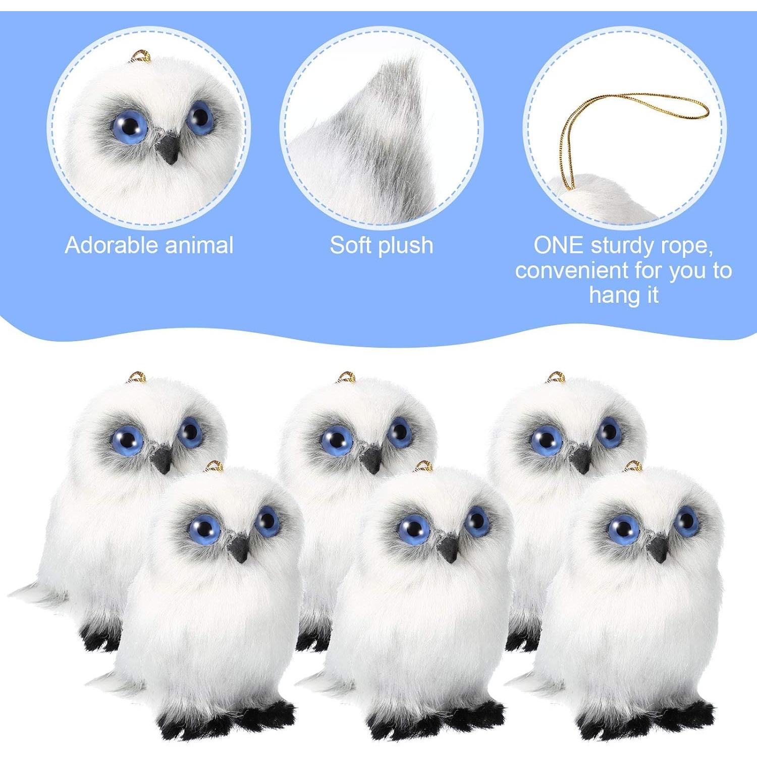 Skylety 6 Pcs Mini Juguete de Búho de Peluche 8 cm Blanco