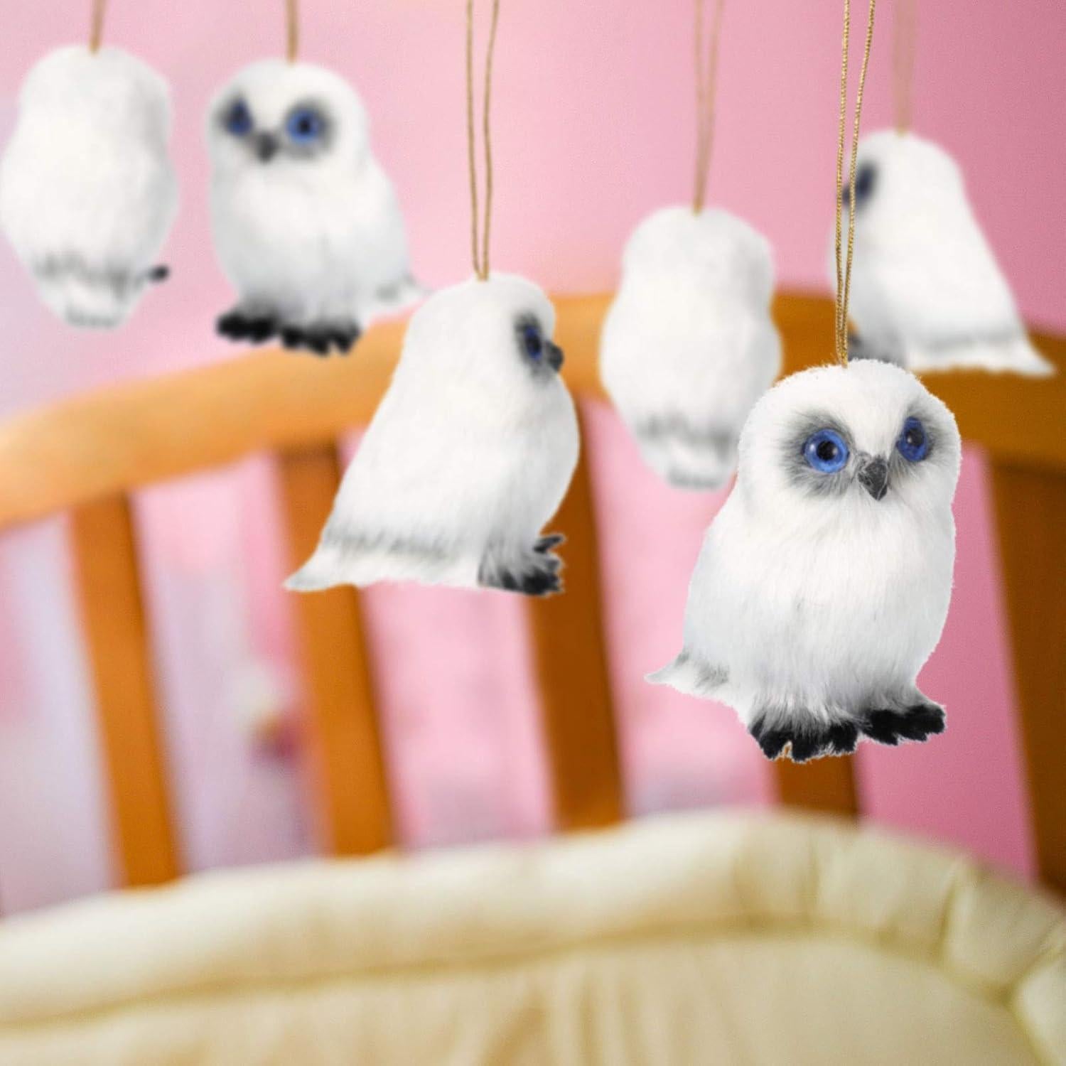 Skylety 6 Pcs Mini Juguete de Búho de Peluche 8 cm Blanco