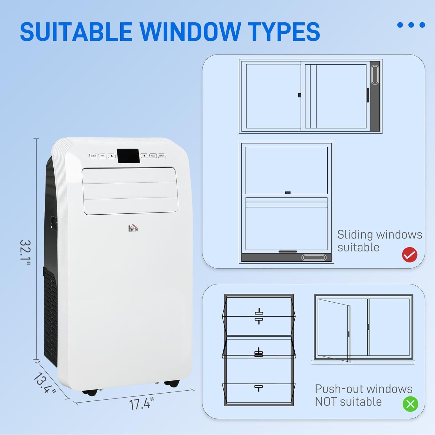 Aire Acondicionado Portátil HOMCOM 12000 BTU 3 en 1 Blanco