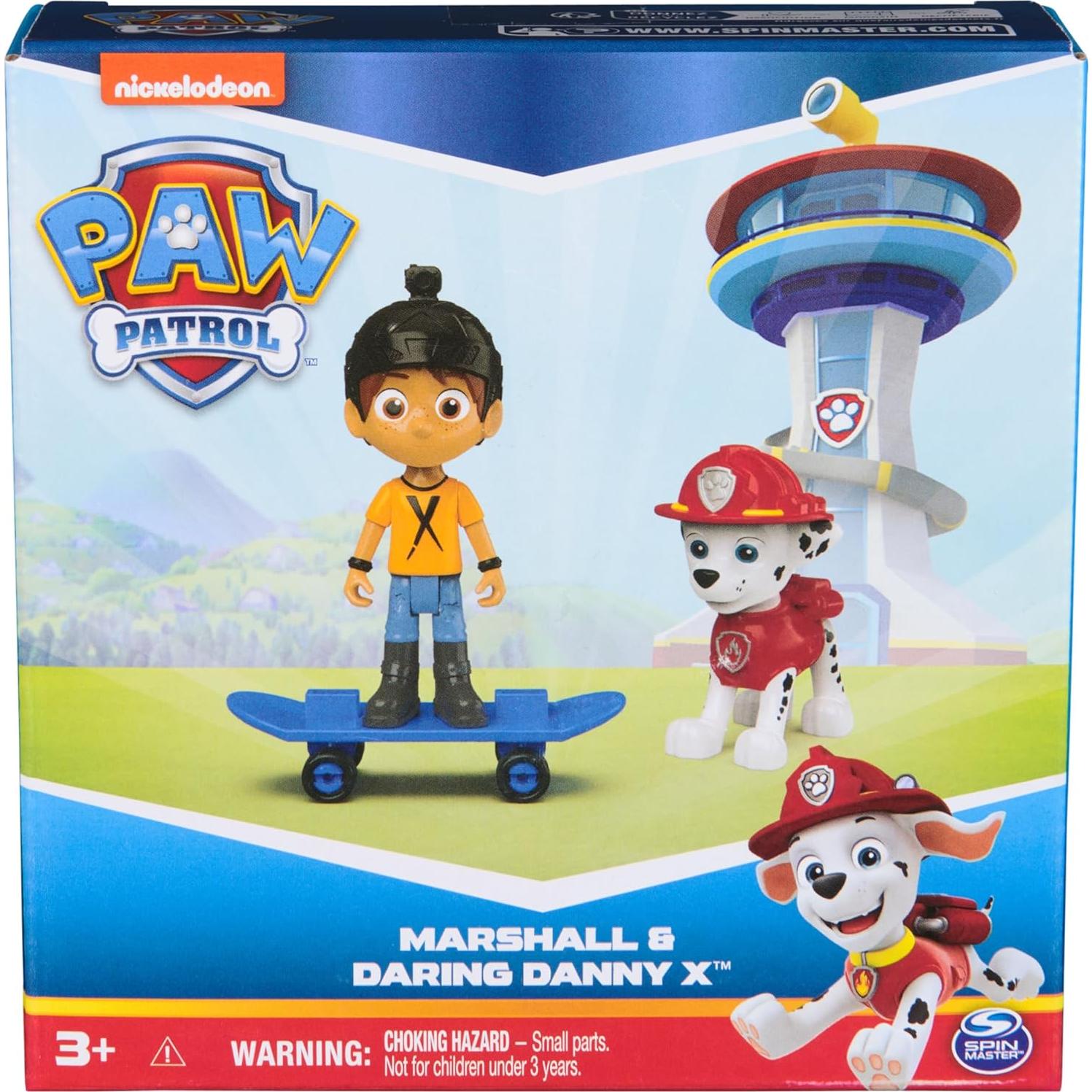 Figuras de Paw Patrol Marshall y Daring Danny X con Patineta