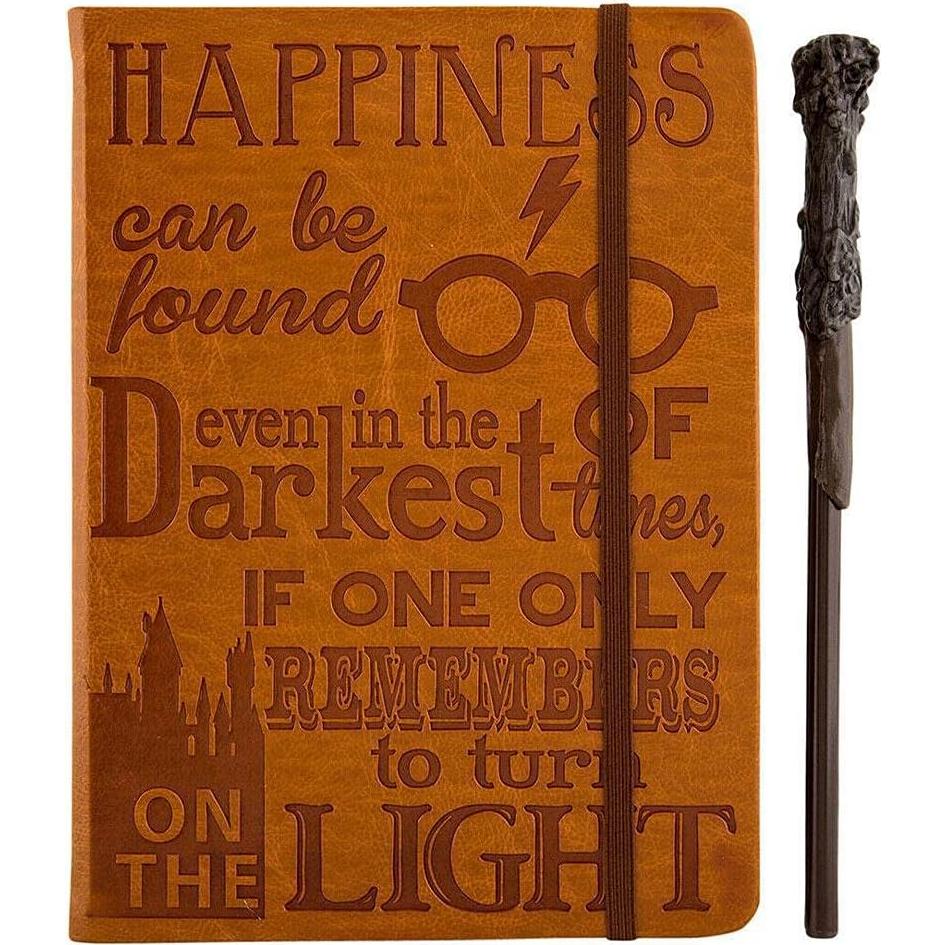Diario de Cuero Sintético Harry Potter con Pluma de Varita