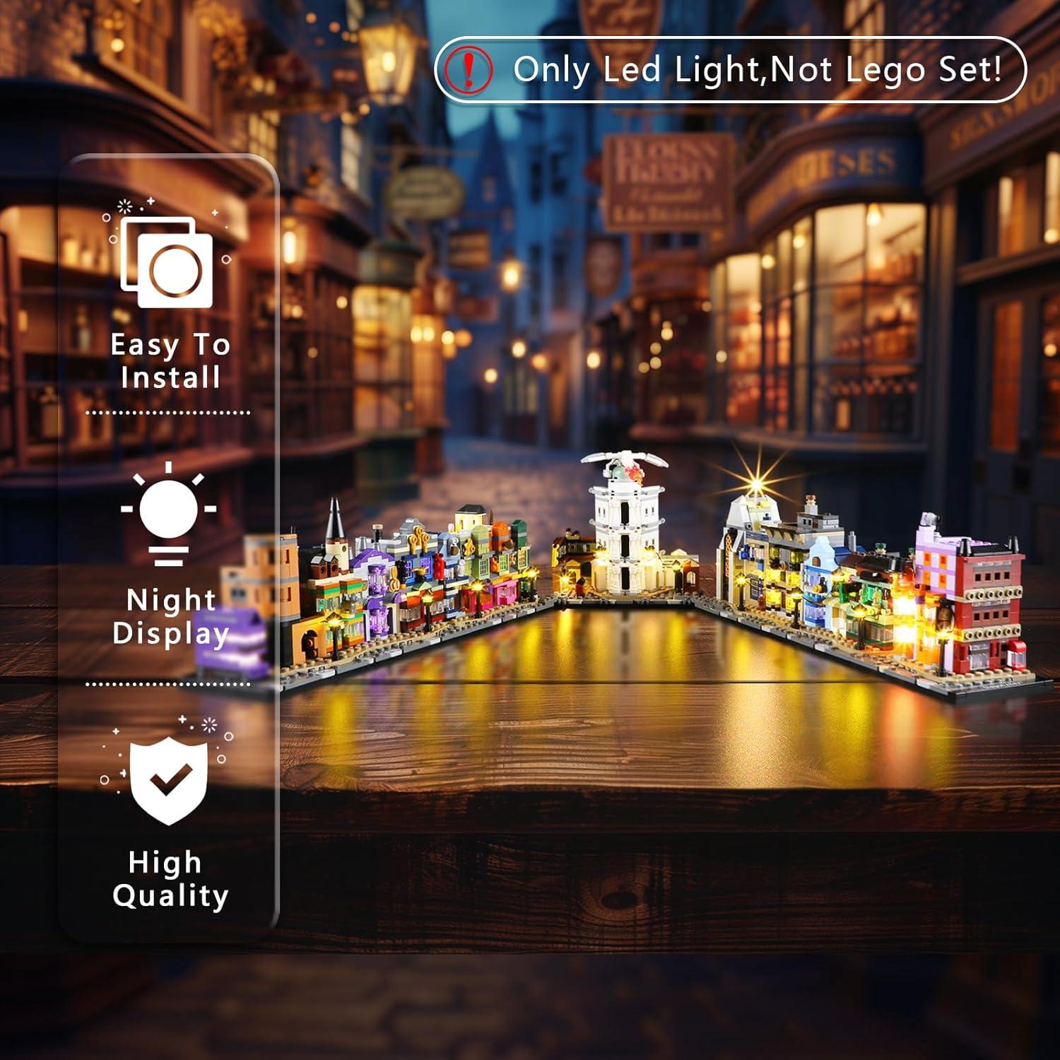 BOOZUU Light Kit for Lego-76444 Diagon Alley Wizarding Shops - Lighting Compatible with Lego Harry Potter Diagon Alley Wizarding Shops 76444 Building Set for Adults (Lights Only, No Lego Set)