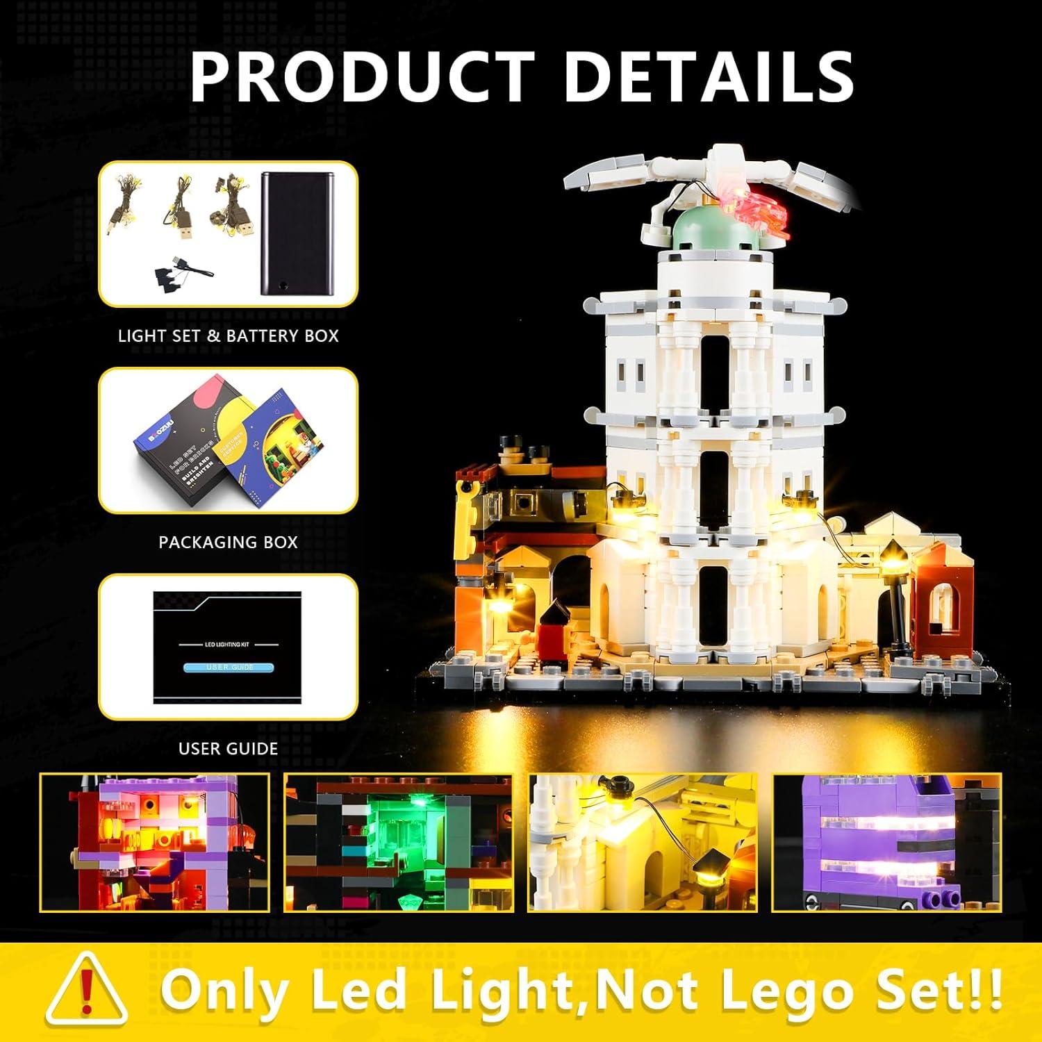 BOOZUU Light Kit for Lego-76444 Diagon Alley Wizarding Shops - Lighting Compatible with Lego Harry Potter Diagon Alley Wizarding Shops 76444 Building Set for Adults (Lights Only, No Lego Set)
