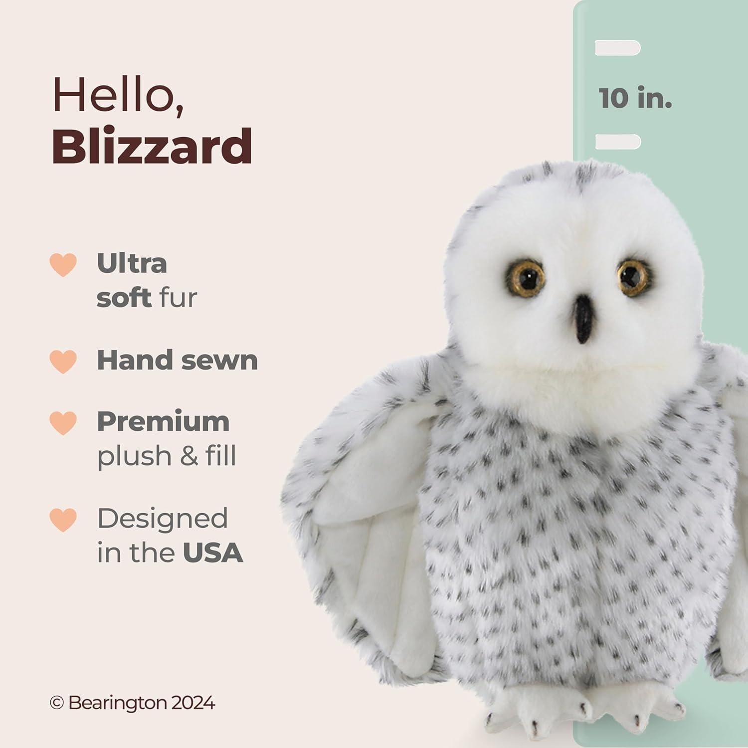 Búho de Peluche Bearington Blizzard 25.4 cm Ultra Suave