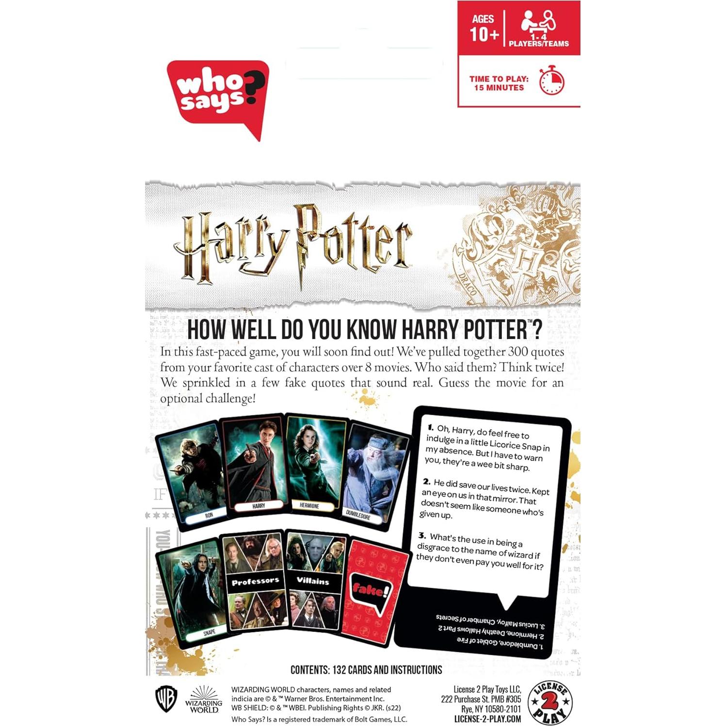 Juego de cartas ¿Quién dice? Harry Potter - Edición para 10+