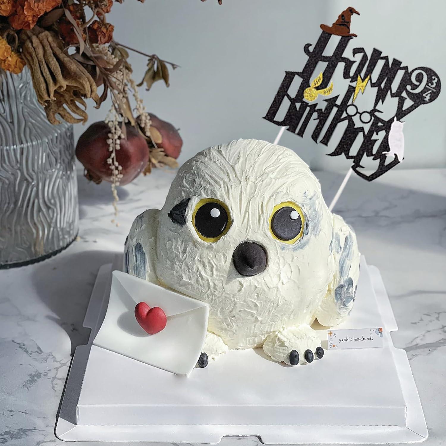 Happy Birthday Cake Topper, Glitter Cake Pick Glitter Black Wizard Themed Cake Decoration Wizard Party Supplies Potter Themed Party