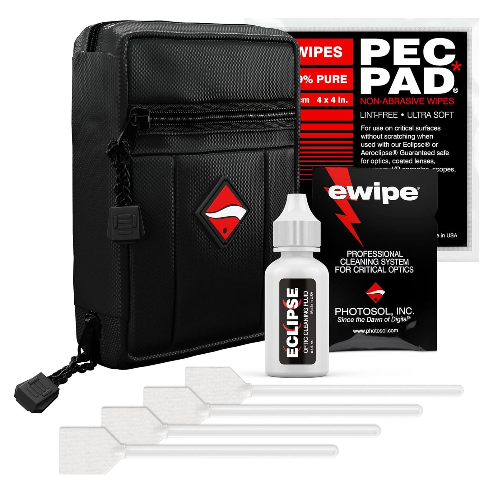 Photographic Solutions Digital Survival Kit - Type-1 (20mm) Sensor Swab, PEC-PAD Photo Wipes, E-Wipe Packet, Eclipse Optic Cleaning Fluid - Camera Cleaning Kit with Travel Bag