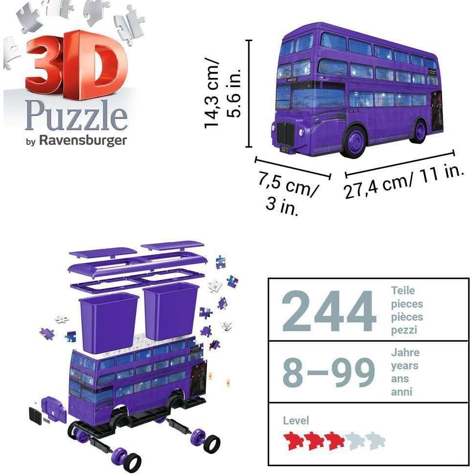 Rompecabezas 3D Autobús Noctámbulo Ravensburger - 216 Piezas