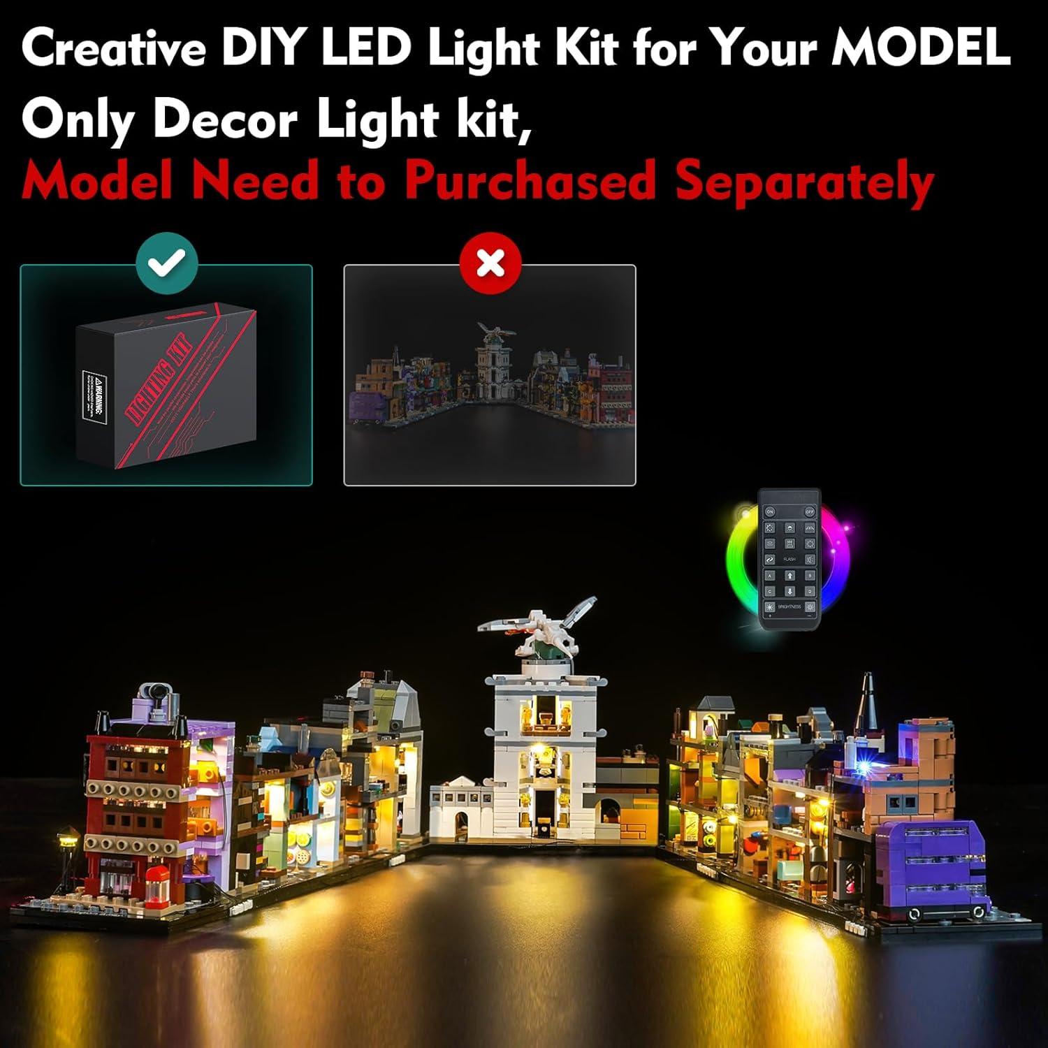 Light kit Compatible with Lego Diagon Alley Wizarding Shops 76444 - No Model Only Light, LED Lighting Accessories Compatible with Lego Mini Diagon Alley (RC Version)