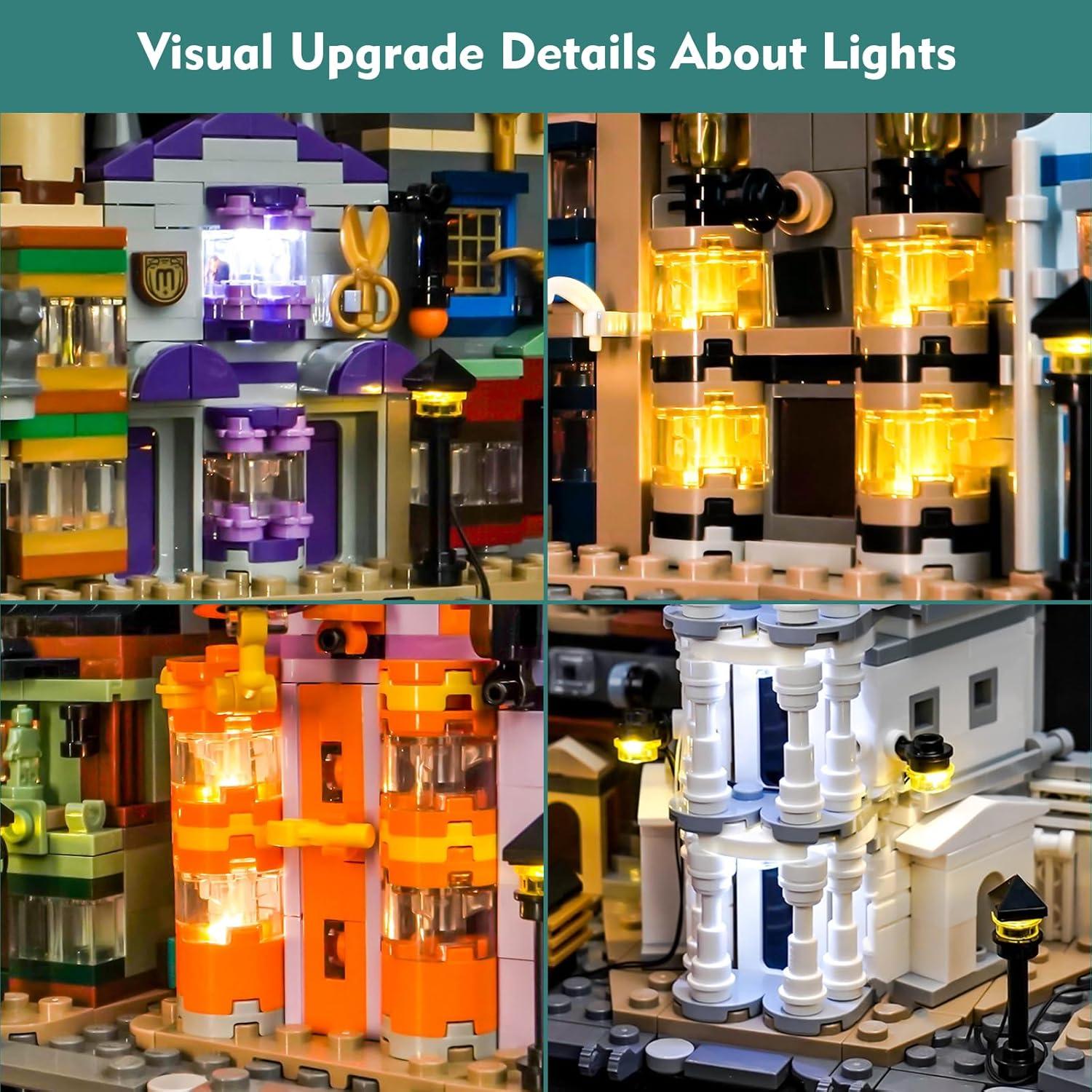 Light kit Compatible with Lego Diagon Alley Wizarding Shops 76444 - No Model Only Light, LED Lighting Accessories Compatible with Lego Mini Diagon Alley (RC Version)