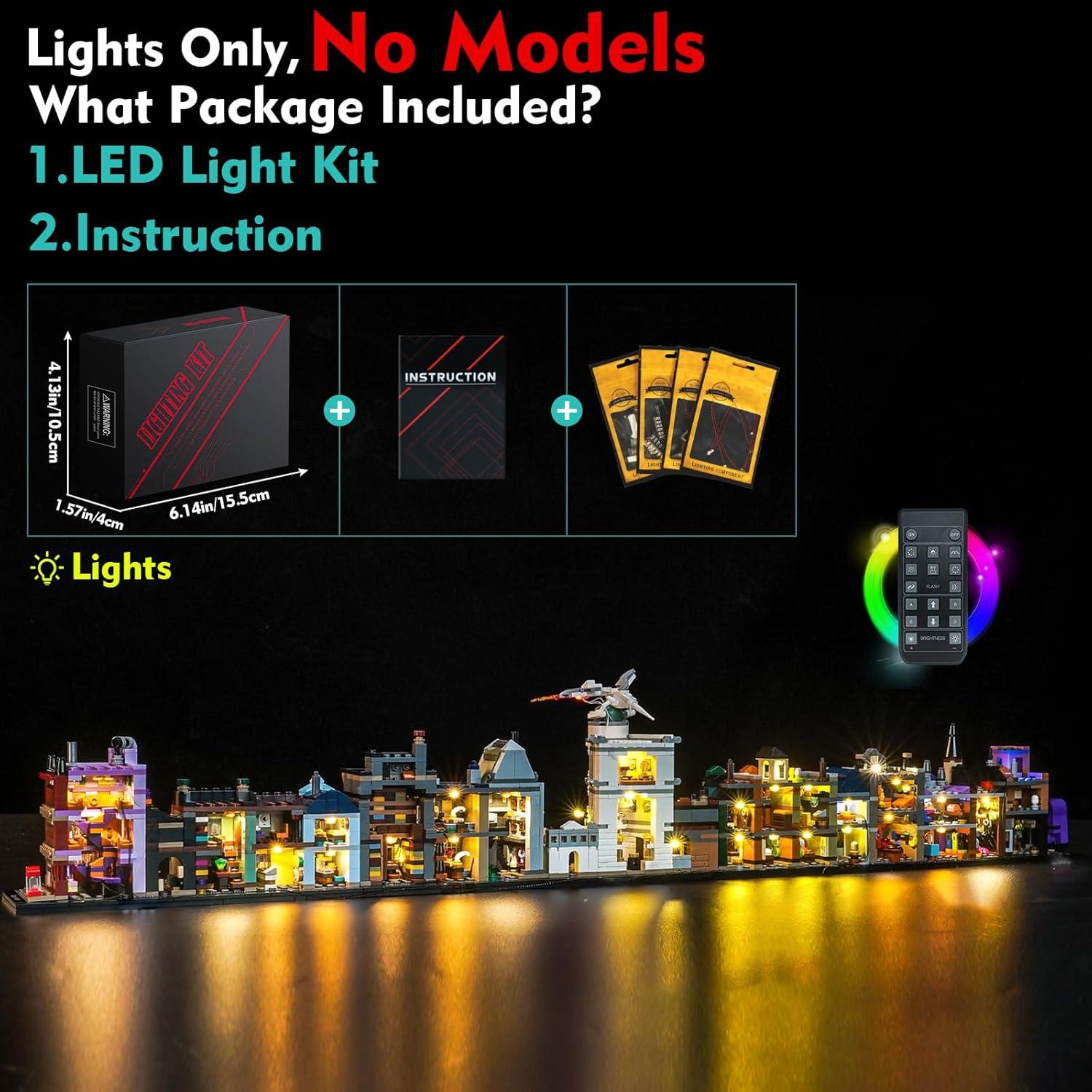 Light kit Compatible with Lego Diagon Alley Wizarding Shops 76444 - No Model Only Light, LED Lighting Accessories Compatible with Lego Mini Diagon Alley (RC Version)