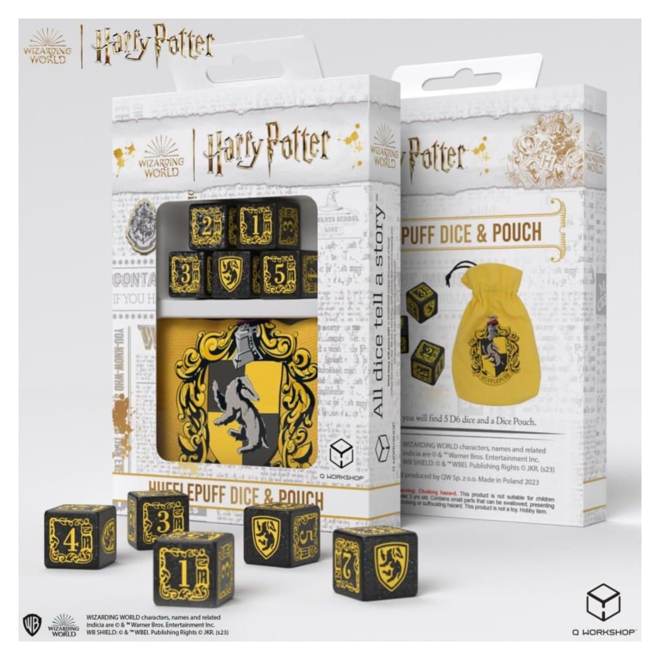 Juego de Dados Hufflepuff Q WORKSHOP con Bolsa