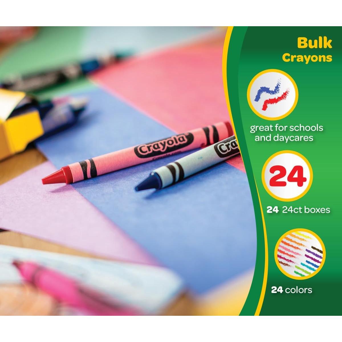 Crayola Crayons Bulk (24 Packs), Kids Back to School Essentials, Teacher Classroom Must Haves, Bulk School Supplies for Preschool & Kindergarten