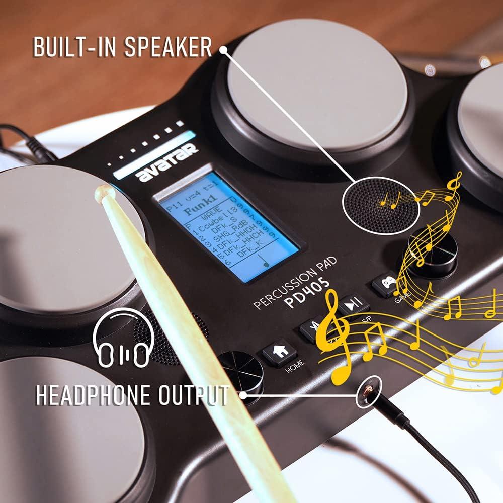 Batería Eléctrica PD405 HXW, 4 Pads Sensibles, 163 Sonidos