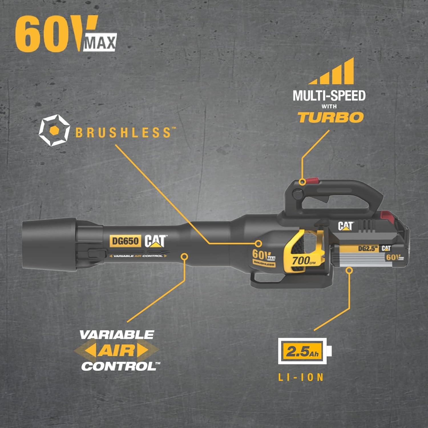 Soplador de Hojas CAT DG650 60V 700 CFM Inalámbrico