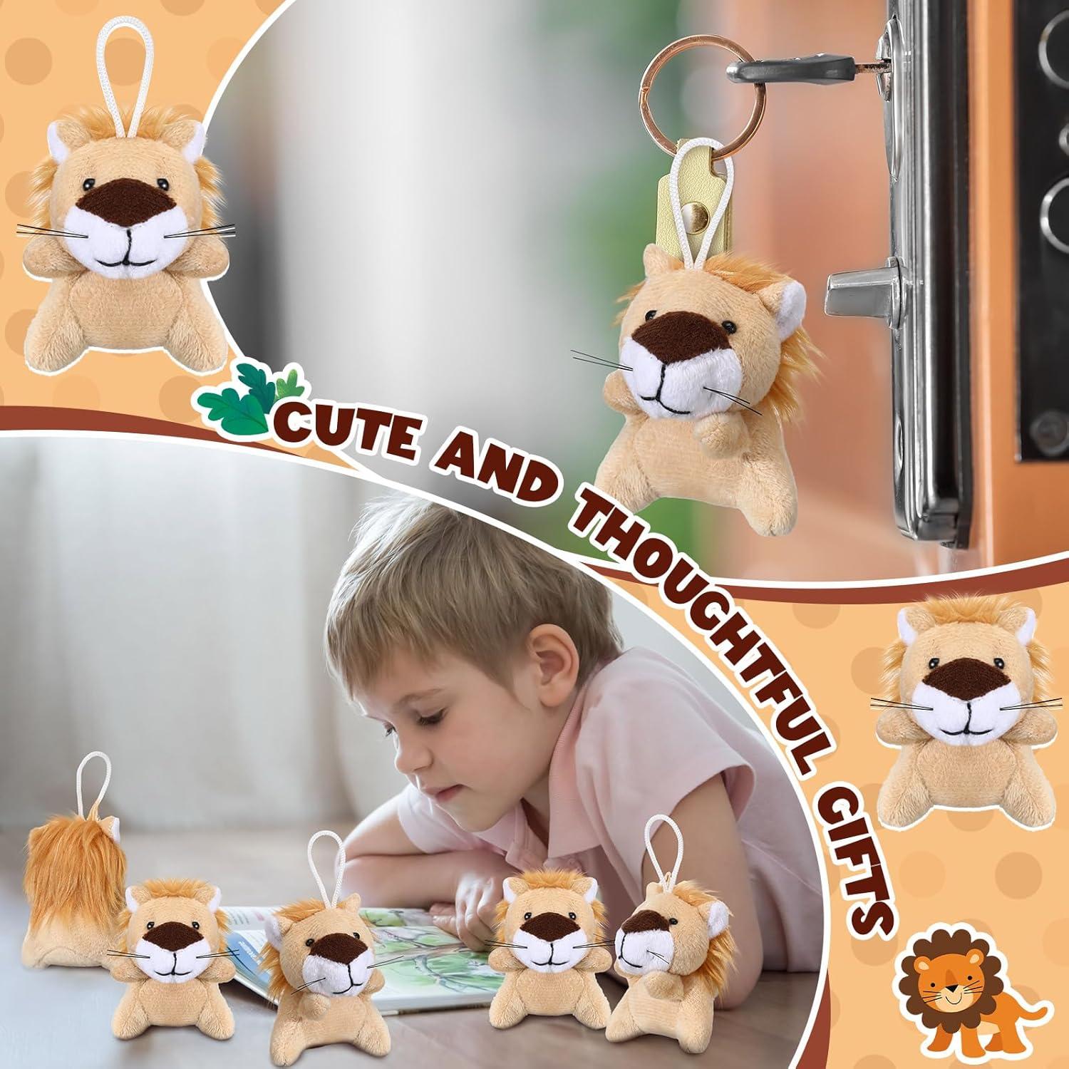 30 Mini Animales de Peluche León Shappy 6 cm para Fiesta