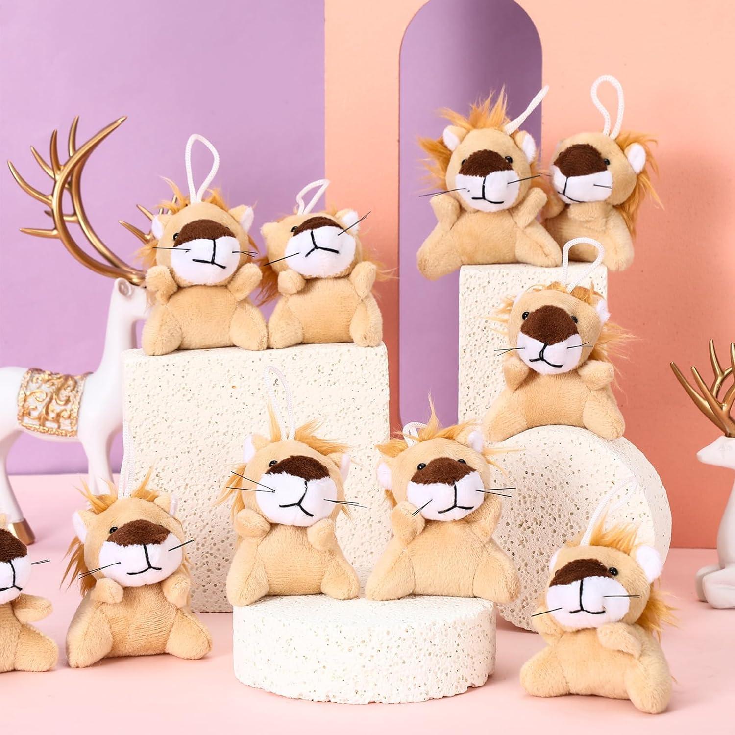 30 Mini Animales de Peluche León Shappy 6 cm para Fiesta