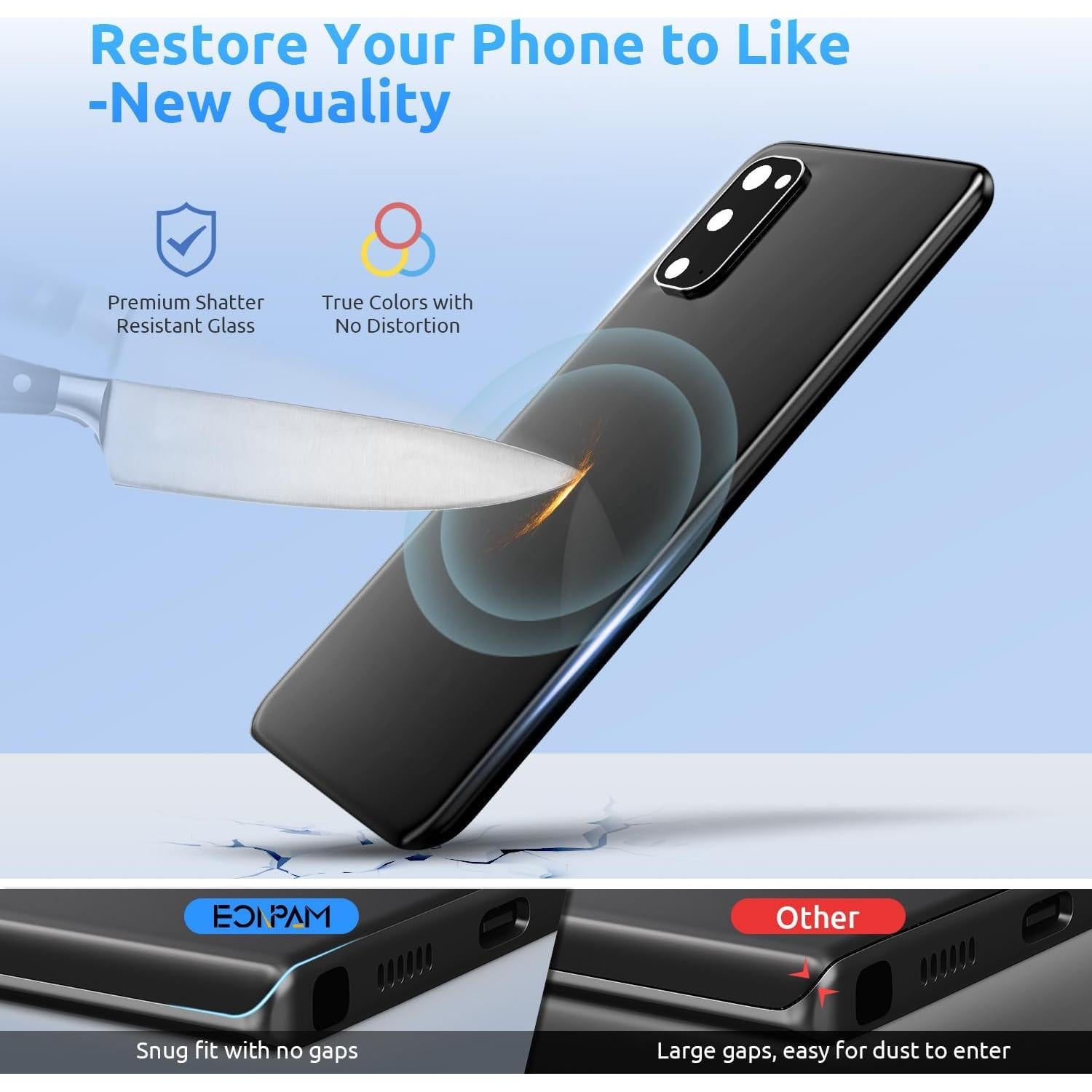 Cristal Trasero Samsung Galaxy S20 Eonpam Negro + Kit Herramientas