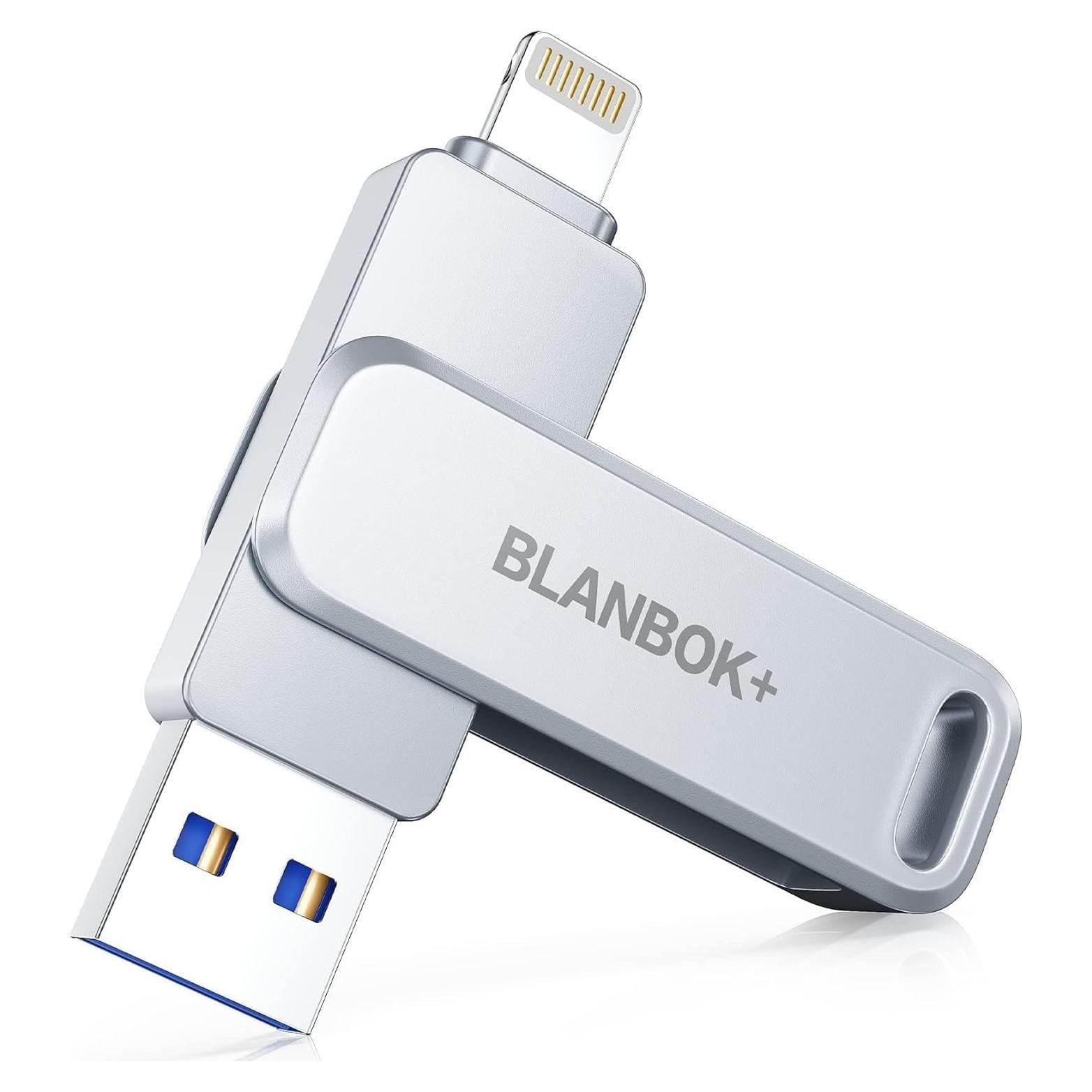 Unidad Flash MFi 256GB BLANBOK+ USB Lightning Type C