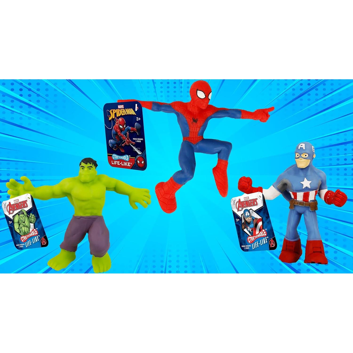 Juguetes Elásticos Marvel Avengers - 3 Unidades Hulk, Spiderman y Capitán América