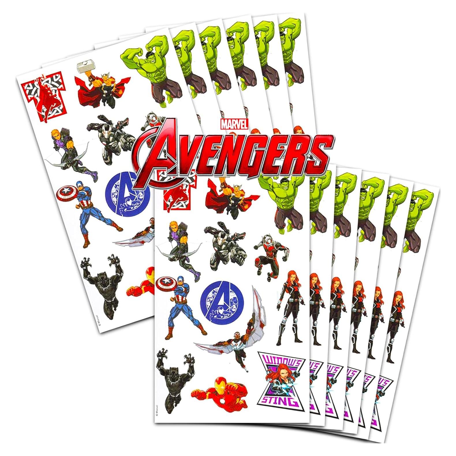 Stickers de Avengers para Niños - Paquete de 12 Hojas