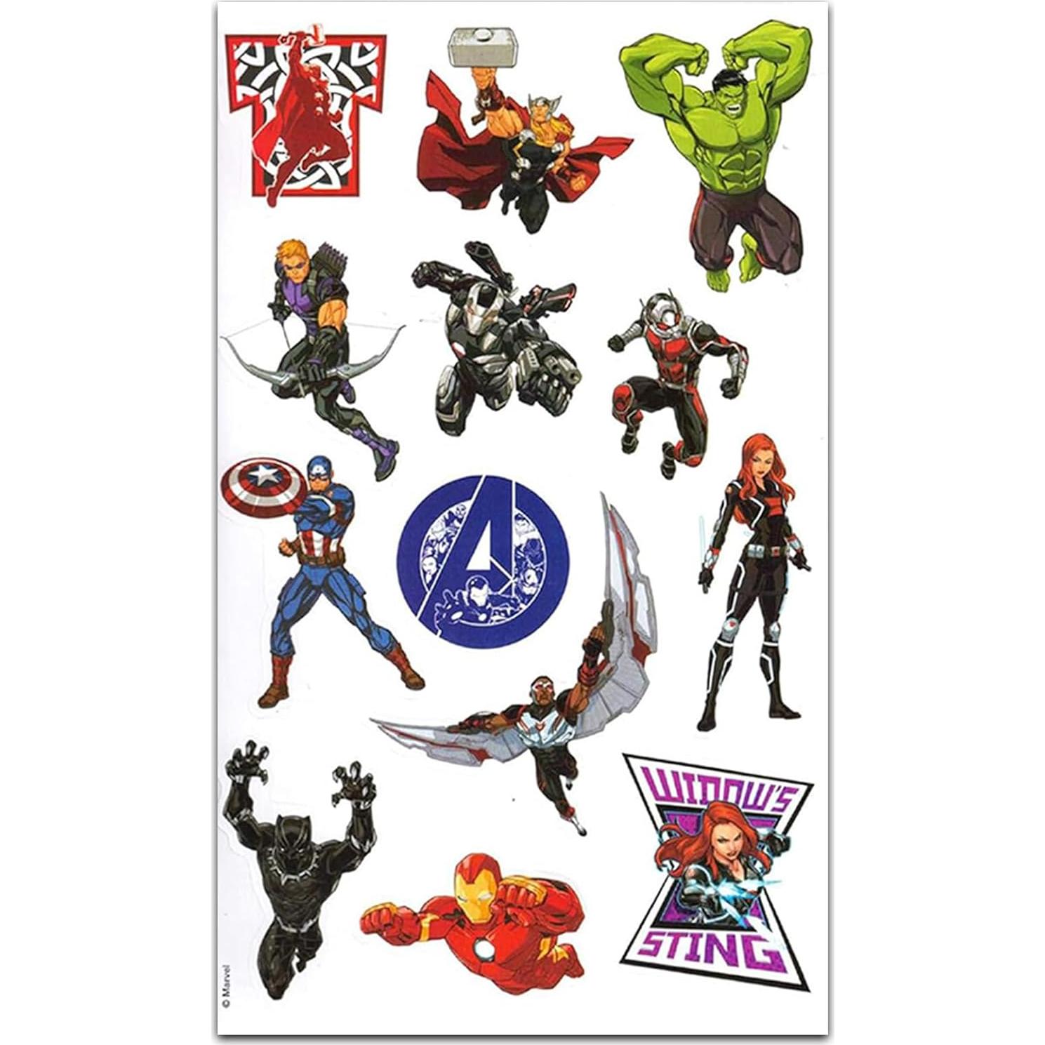 Stickers de Avengers para Niños - Paquete de 12 Hojas