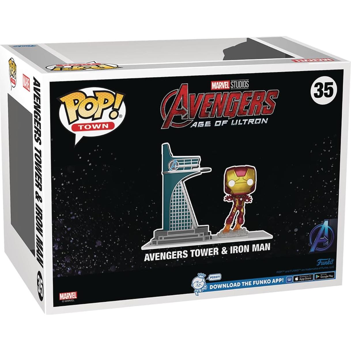 Funko Pop! Town Vengadores Torre con Iron Man Brilla en la Oscuridad