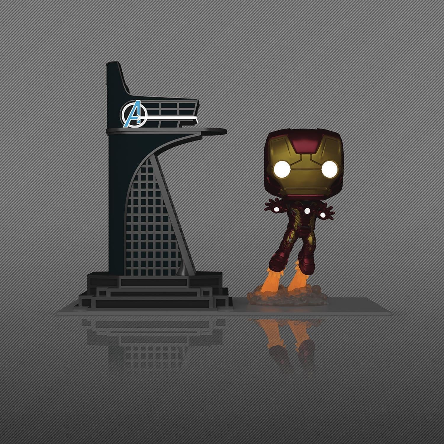 Funko Pop! Town Vengadores Torre con Iron Man Brilla en la Oscuridad