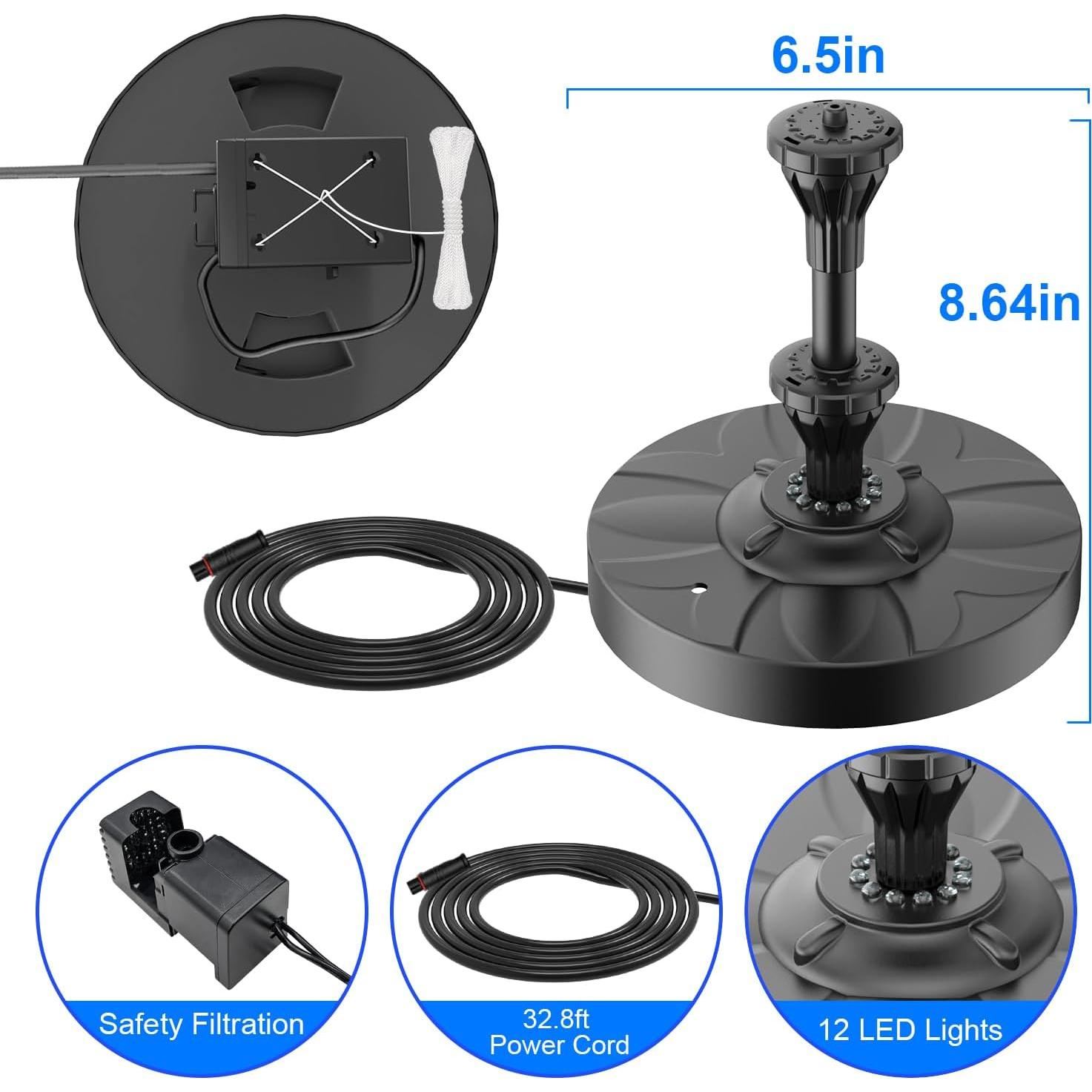 Fuente eléctrica Yzert para estanque con 12 luces coloridas