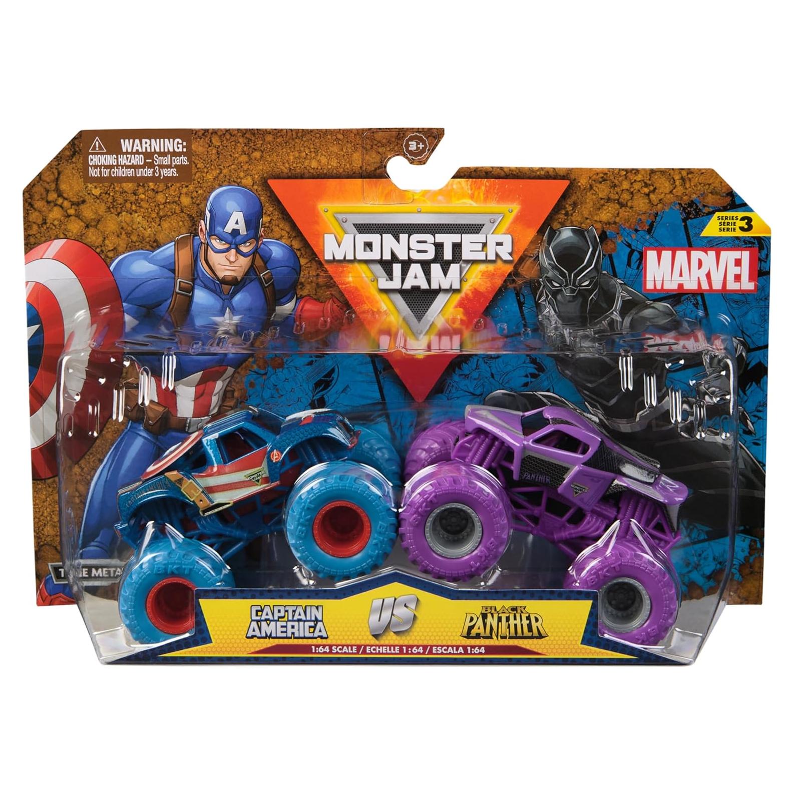 Camiones Monstruo Marvel Monster Jam 1:64 - Capitán América Vs Pantera Negra