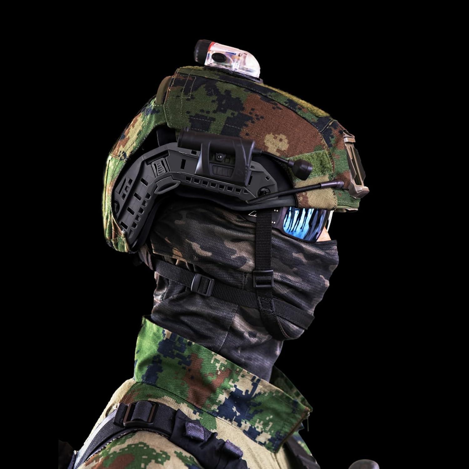 Kit de Rieles Laterales Qavctw para Casco Táctico FAST Negro